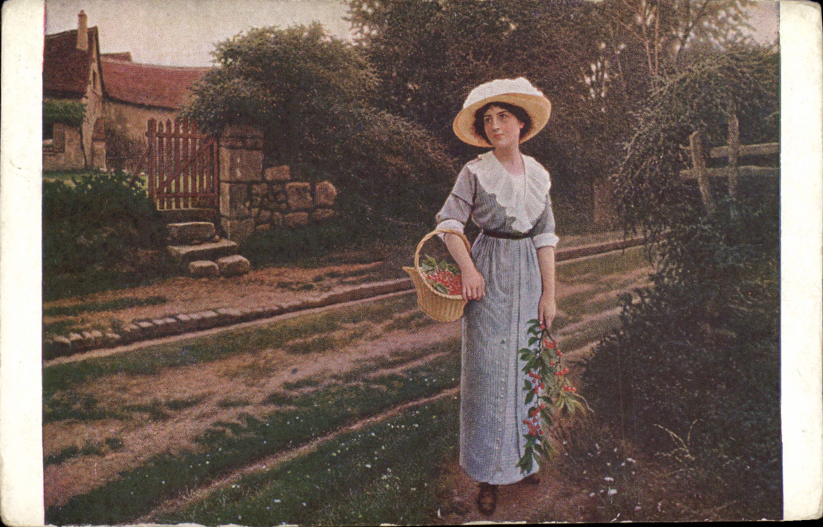 VINTAGE POSTCARD Camille Bellanger Cherries