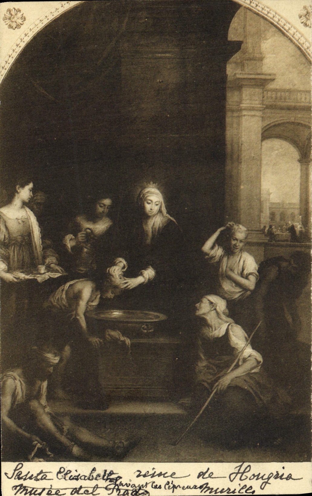 VINTAGE POSTCARD Santa Isabel Reina De Hungria Murillo Museo Del Prado