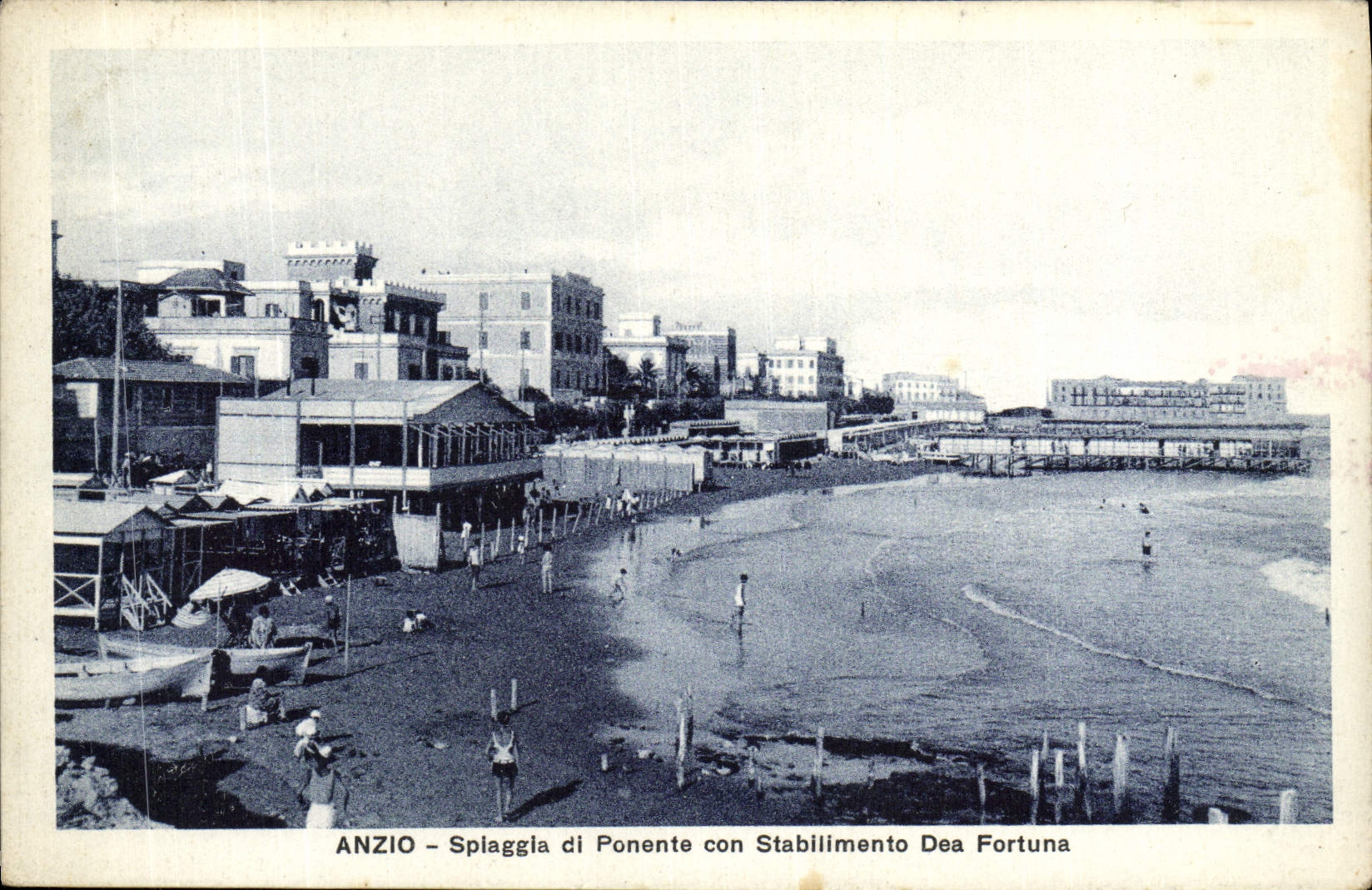 VINTAGE POSTCARD Anzio Splaggla Di Ponente Idiot Stabilimento Dea Fortuna