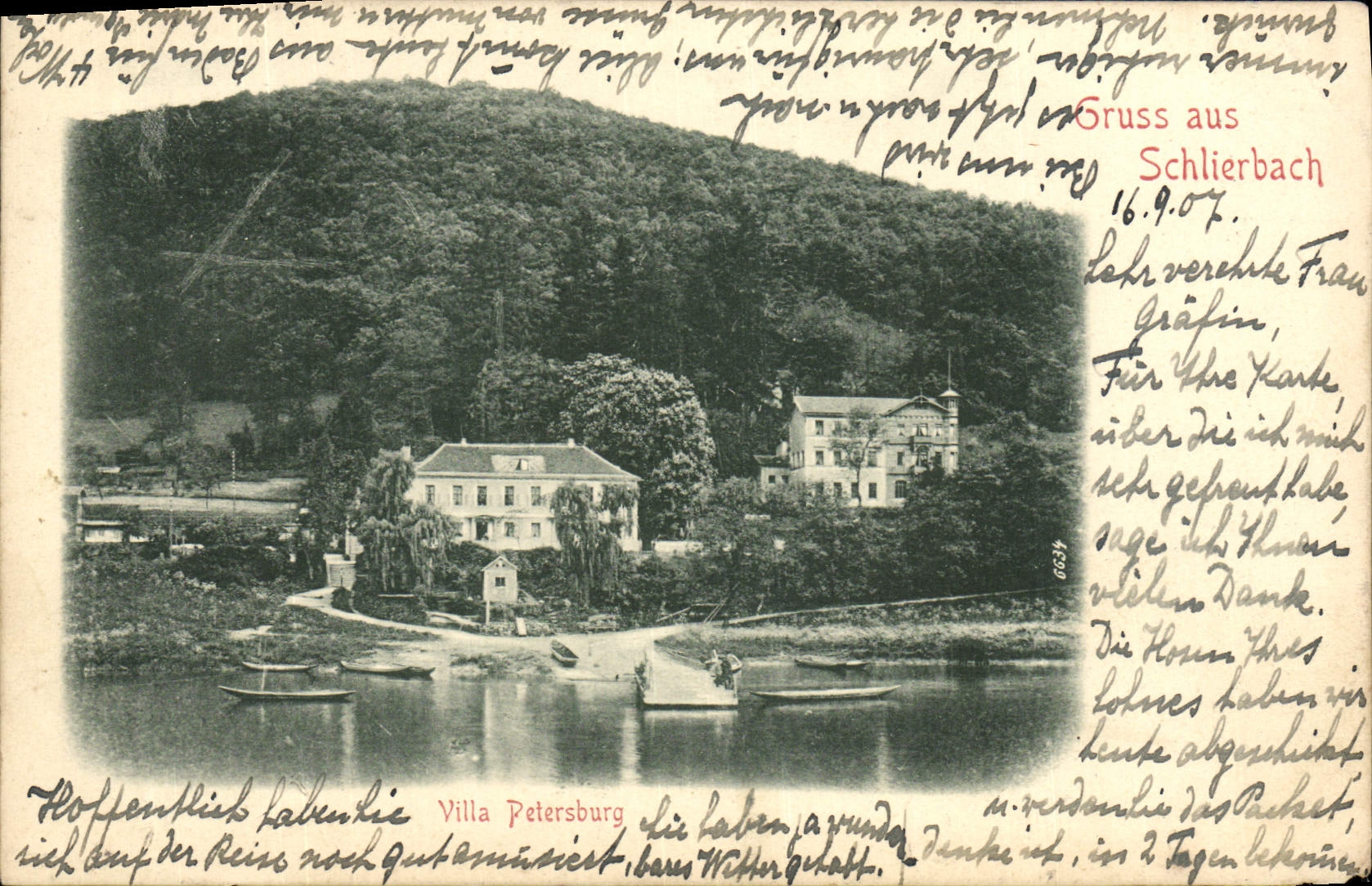 Chalet de Gruss Aus Schlierbach Petersburgo de la POSTAL de la VENDIMIA