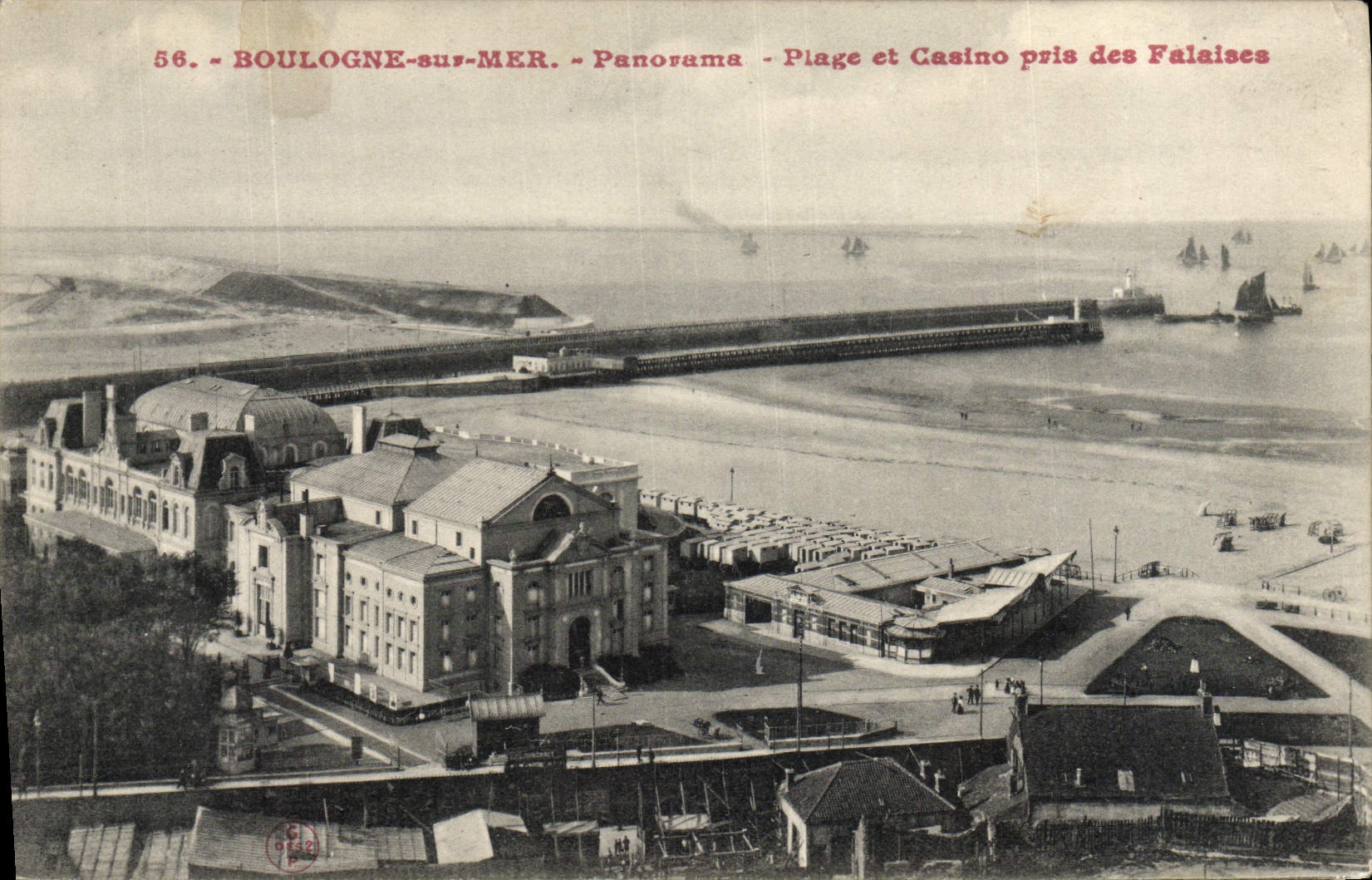 VINTAGE POSTCARD Boulogne On Sea Panorama Beach And Casino Taken Of Cliffs