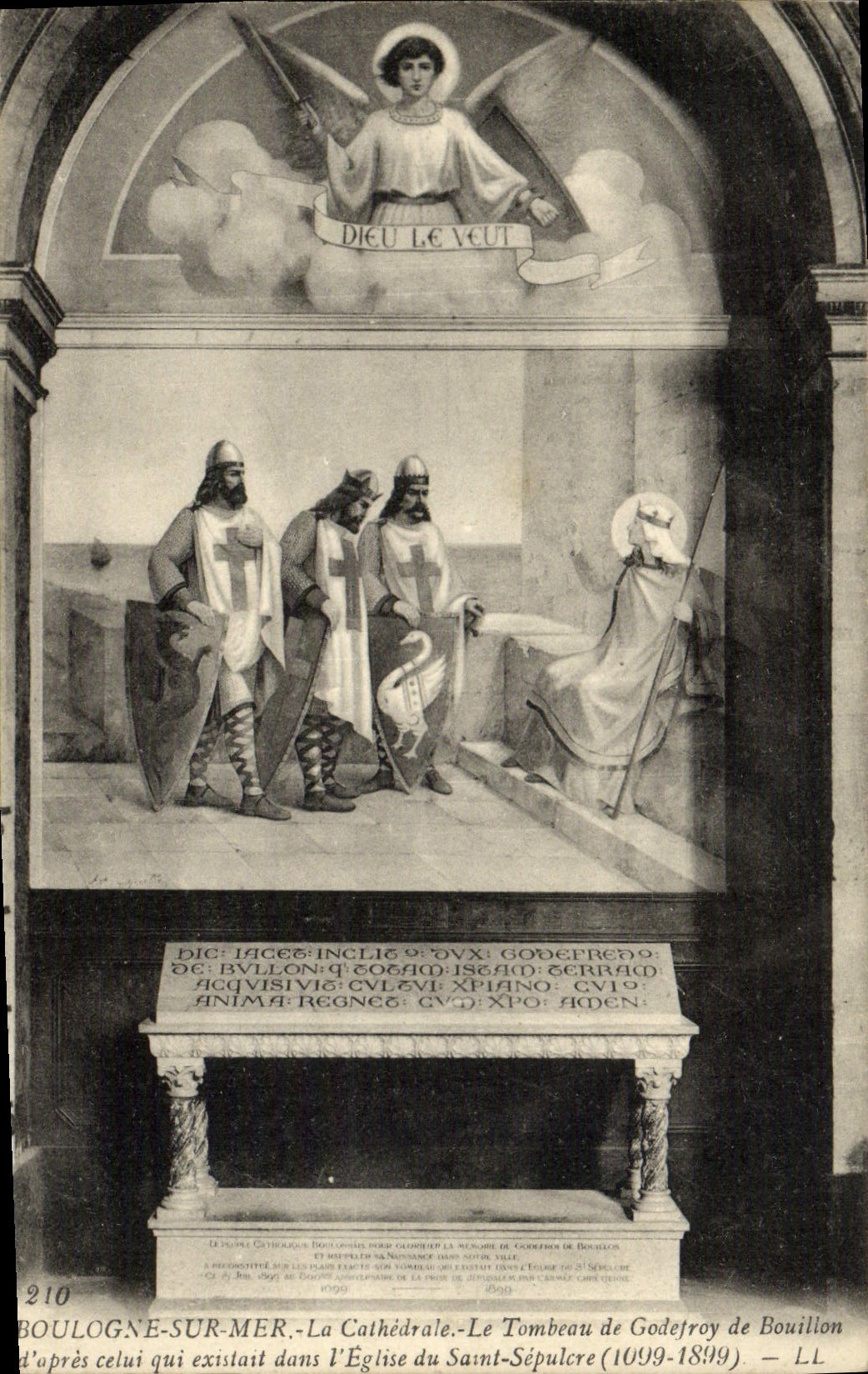 VINTAGE POSTCARD Boulogne On Sea the Cathedral the Tomb De Godefroy De Bouillon