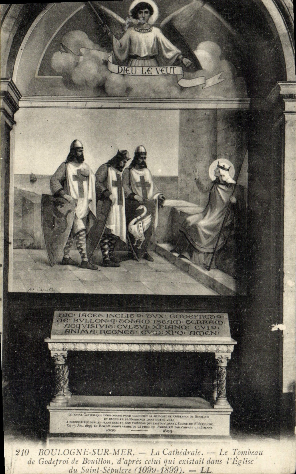 VINTAGE POSTCARD Boulogne On Sea the Cathedral the Tomb of Godefroi de Bouillon