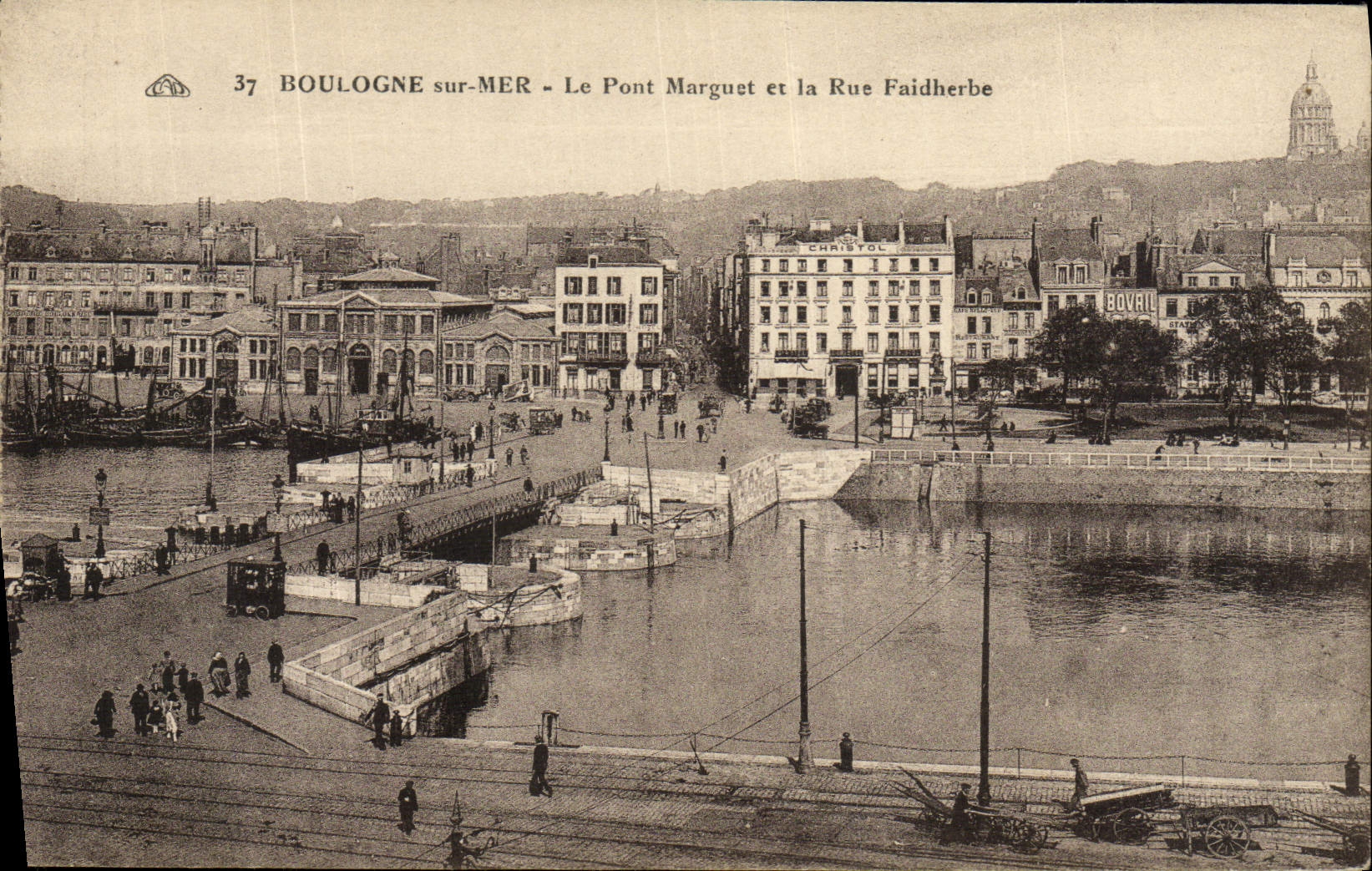 VINTAGE POSTCARD Boulogne On Sea the Marguet Bridge And the Street Faidherbe