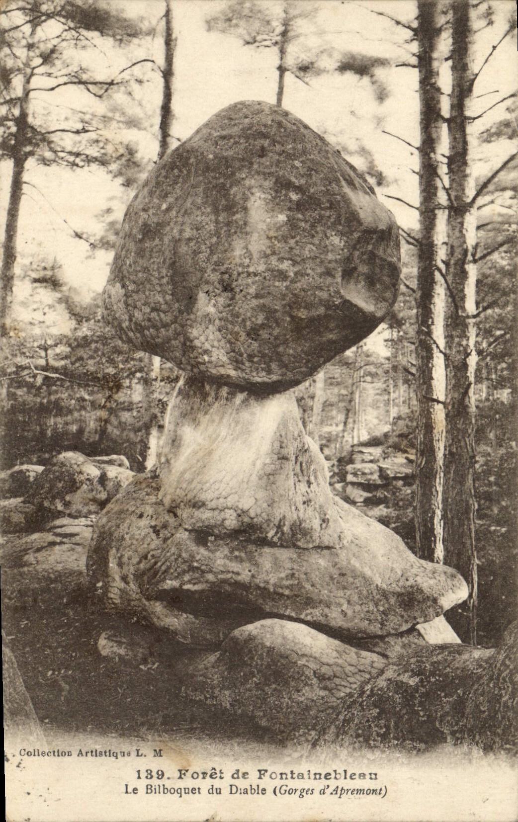 VINTAGE POSTCARD Fontainebleau Drill of the Cup-and-ball of the Devil Falls of Apremont