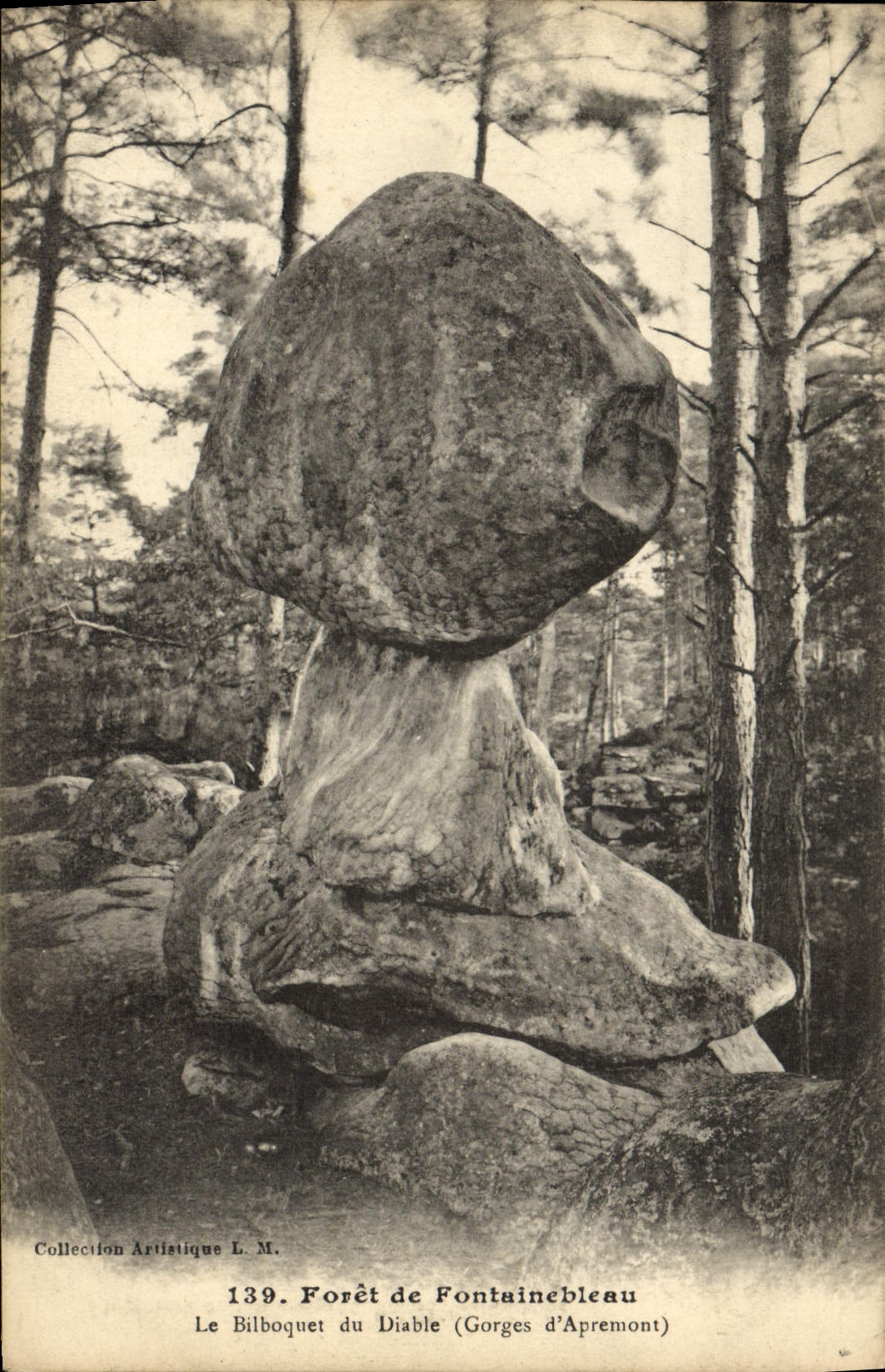 VINTAGE POSTCARD Fontainebleau Drill the cup-and-ball of the devil Falls of Apremont