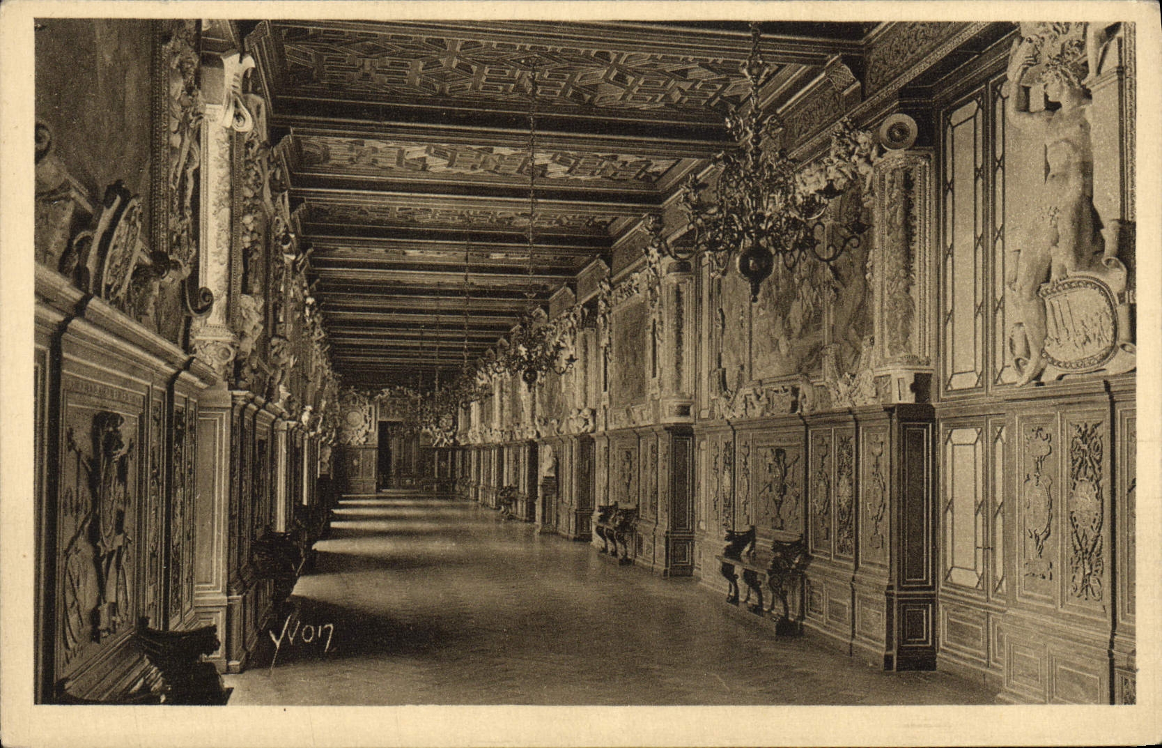 CPA Fontainebleau Le Palais Galerie Francois 1er