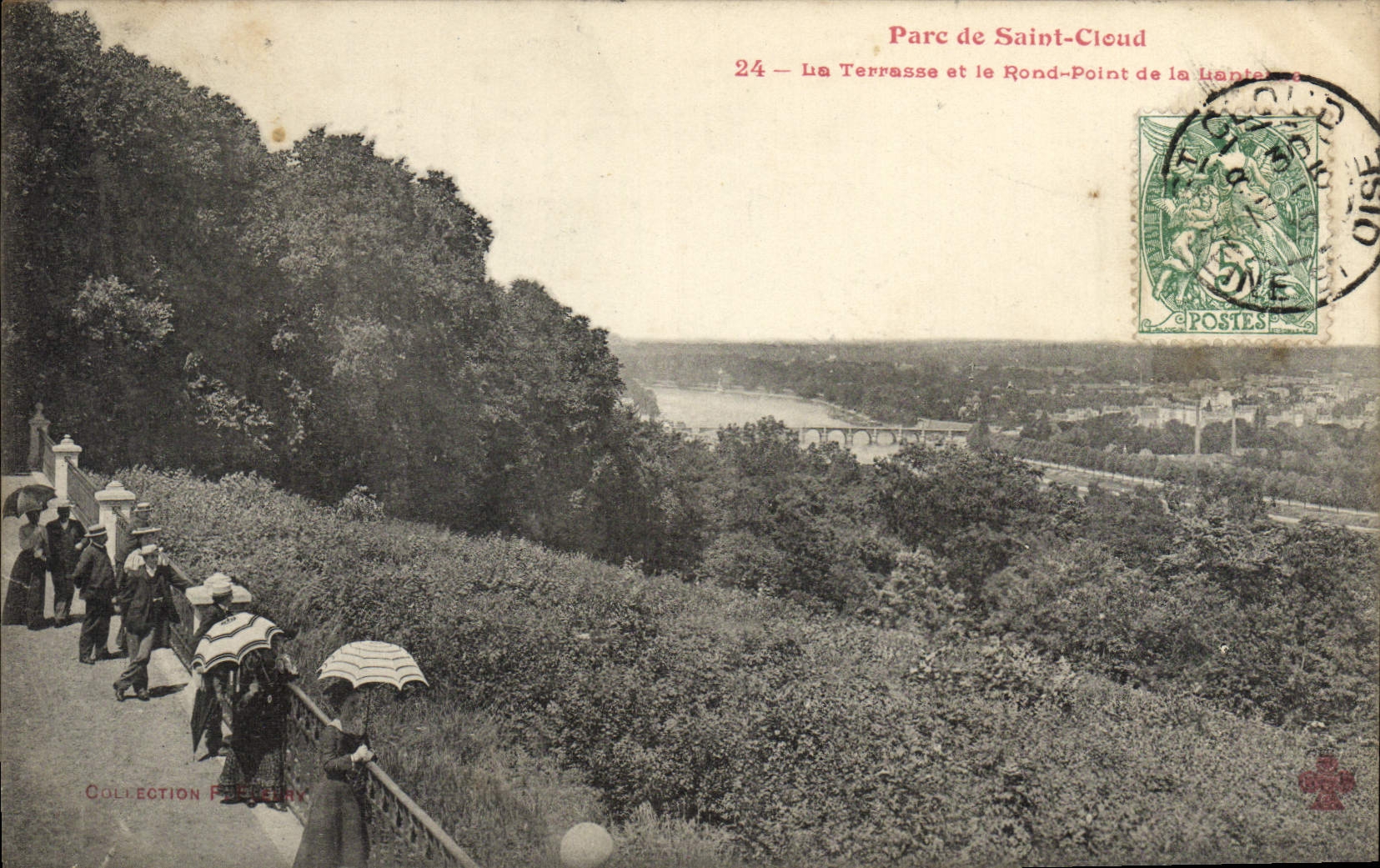 VINTAGE POSTCARD Park of Cloud Saint the Terrace and the Round Not