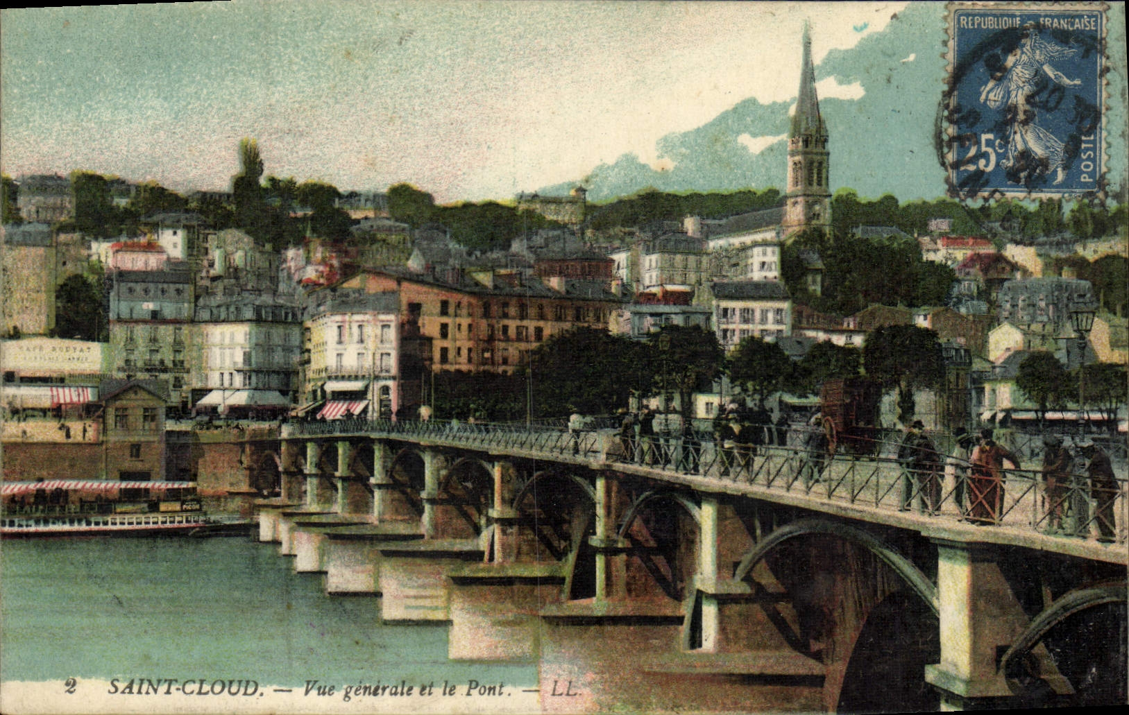 VINTAGE POSTCARD Park of Cloud Saint View and the Bridge