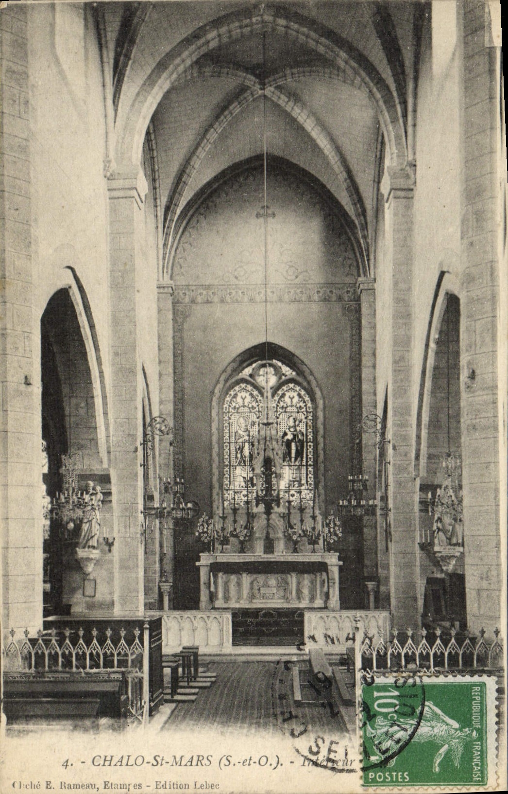 VINTAGE POSTCARD Chalo St Interior Mars of the church