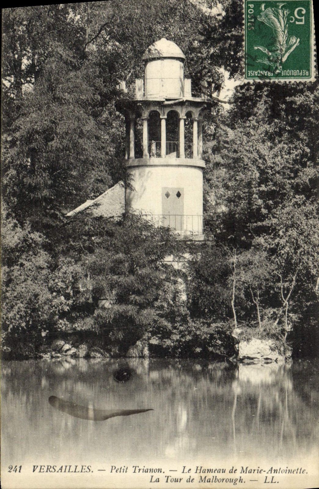 POSTAL Versalles pequeño Trianou de la VENDIMIA el Hamlet de Marie Antonieta la torre de Malborough