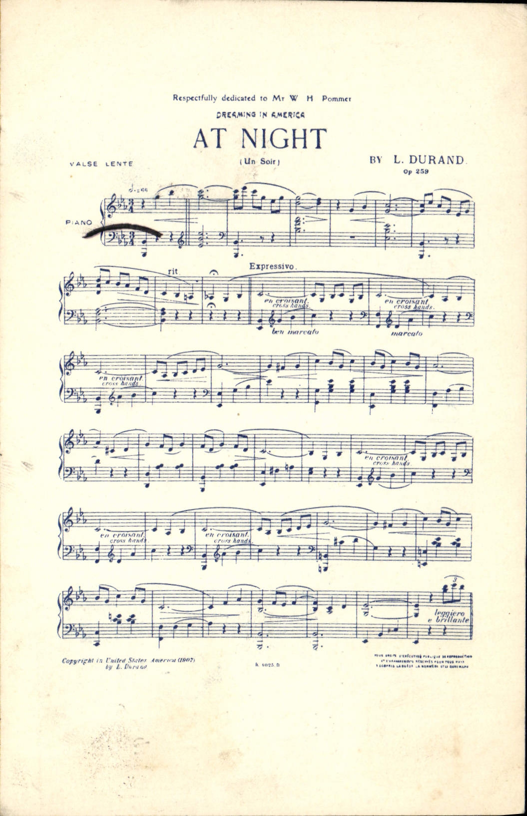 VINTAGE POSTCARD Dreaming in America At night Lurand Pommer