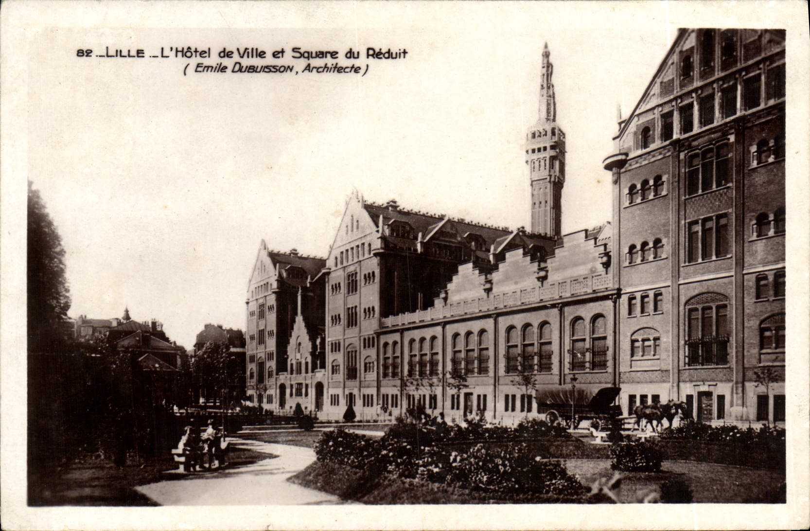 VINTAGE POSTCARD Lille the Town hall and Public garden of the Tiny room Emile Dubuisson