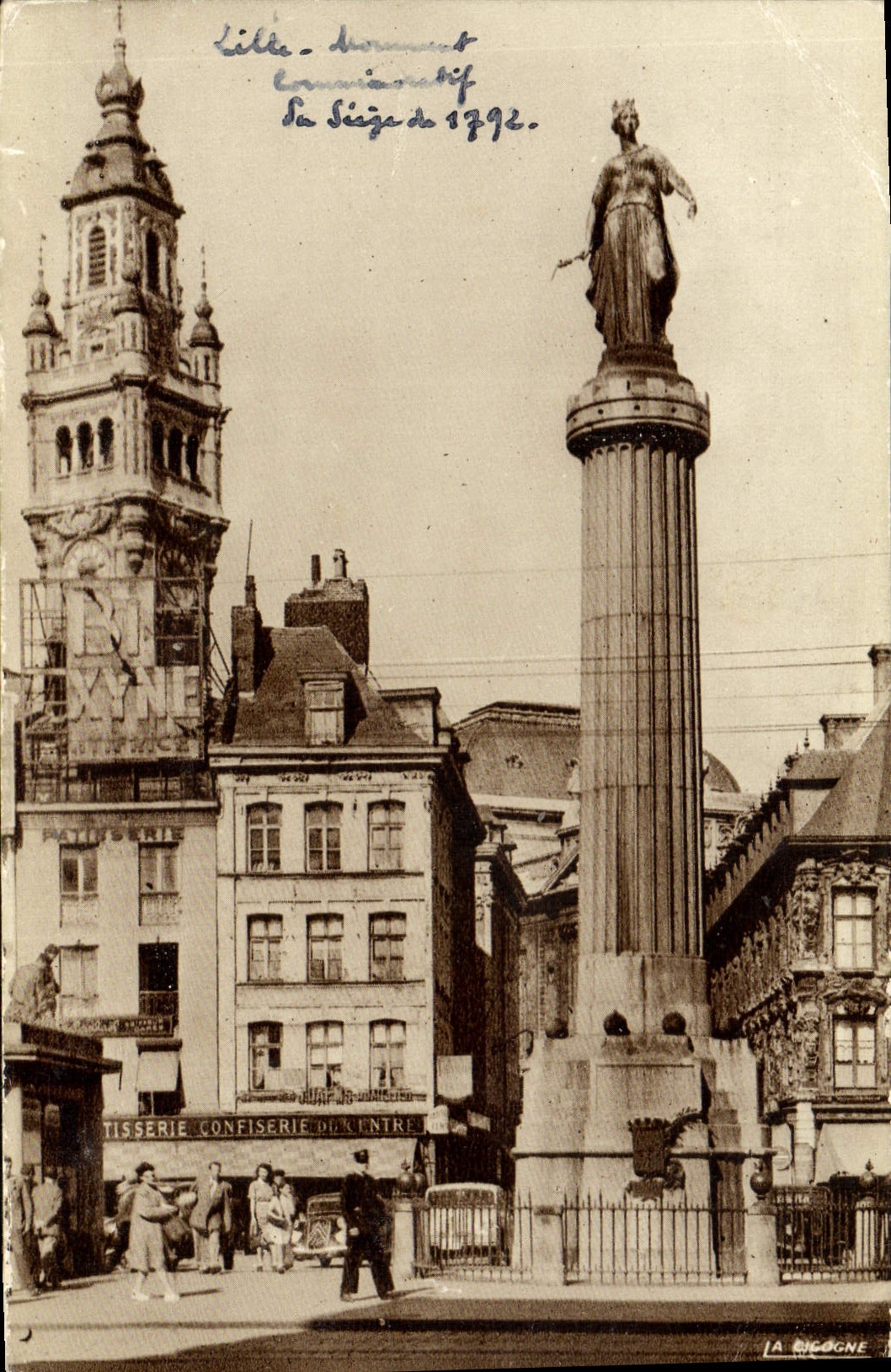 VINTAGE POSTCARD Lille Memorial of the seat of 1792