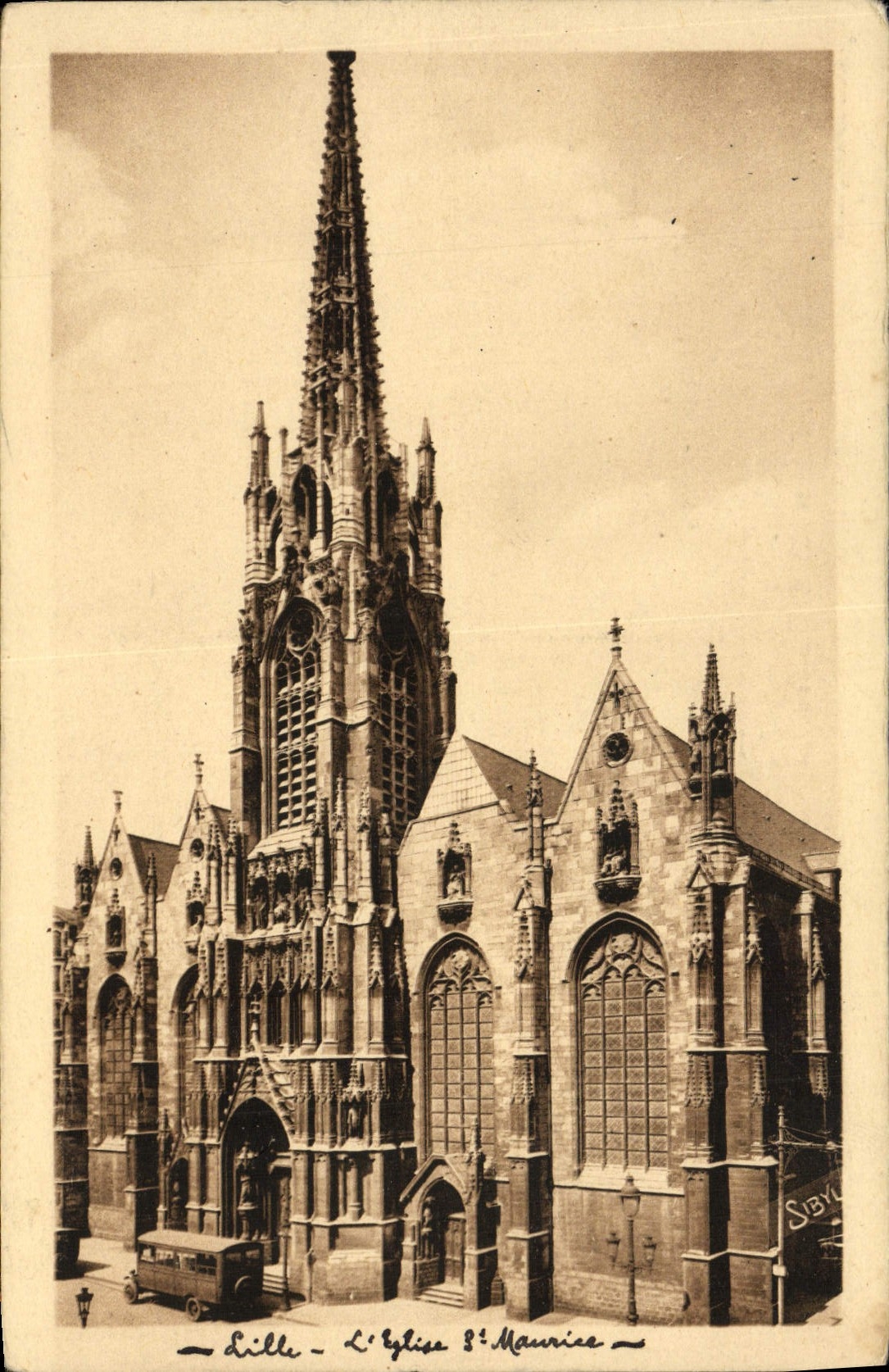 VINTAGE POSTCARD Lille Church Maurice Saint