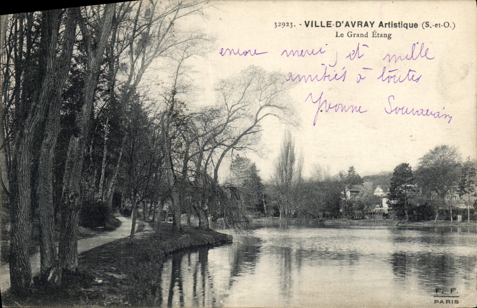 VINTAGE POSTCARD Artistic City D' Avray the Large Pond