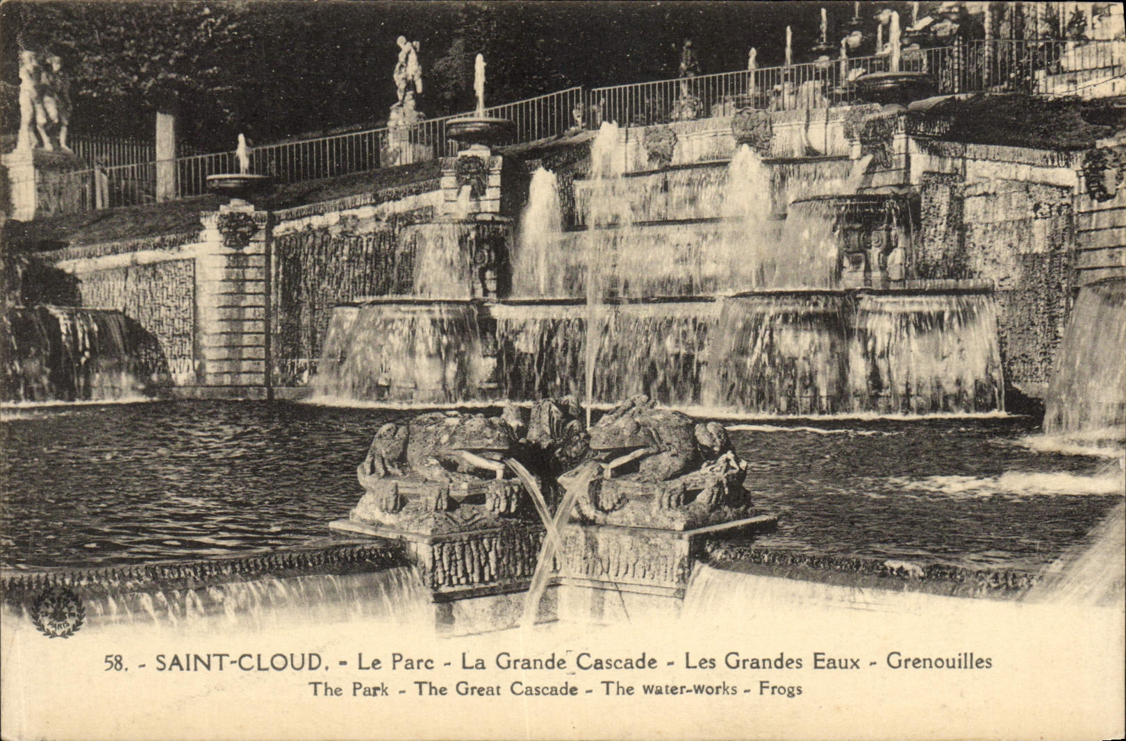 VINTAGE POSTCARD Holy Cloud the Park the Large Cascade Large Water