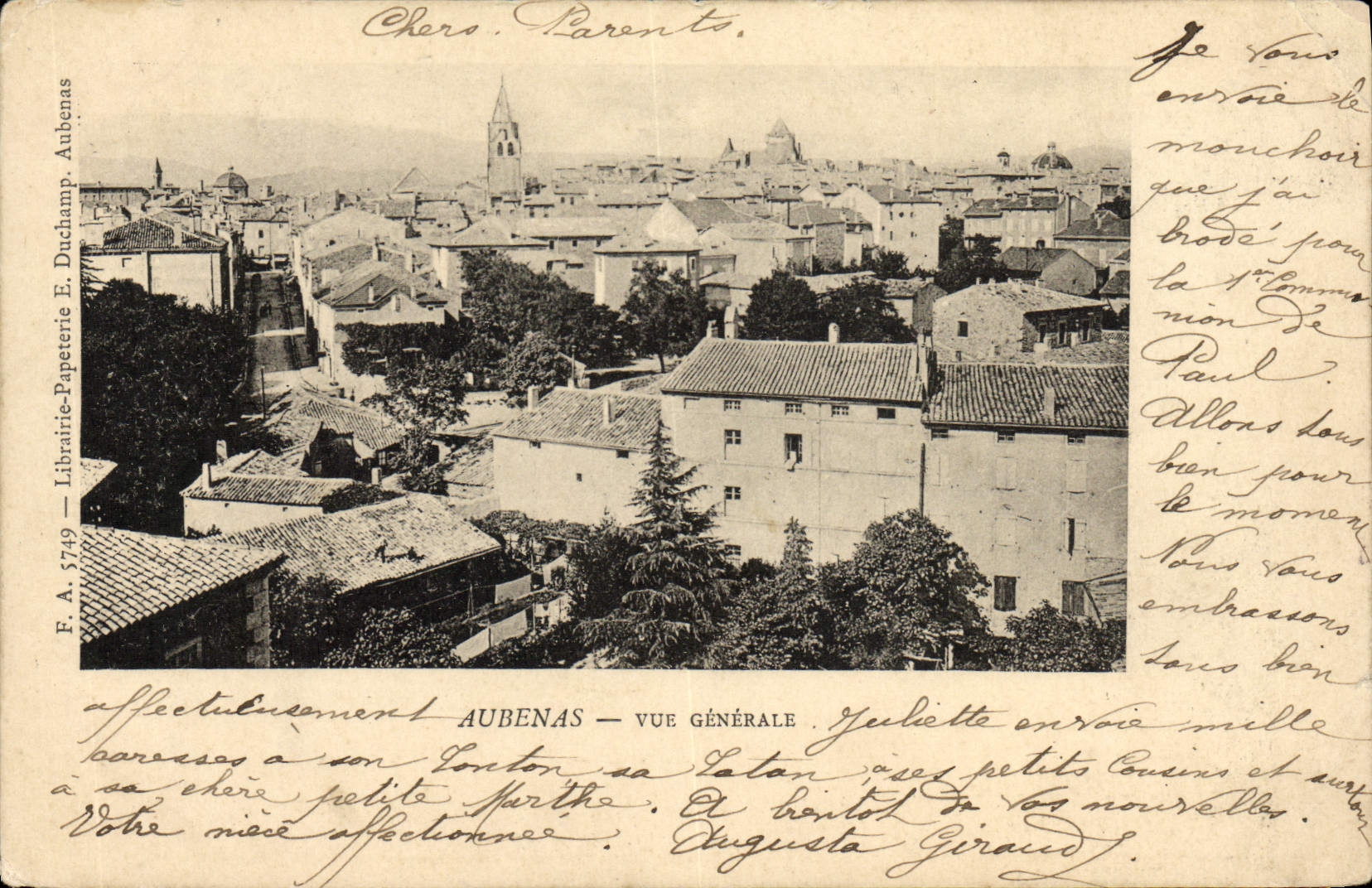 VINTAGE POSTCARD Aubenas View