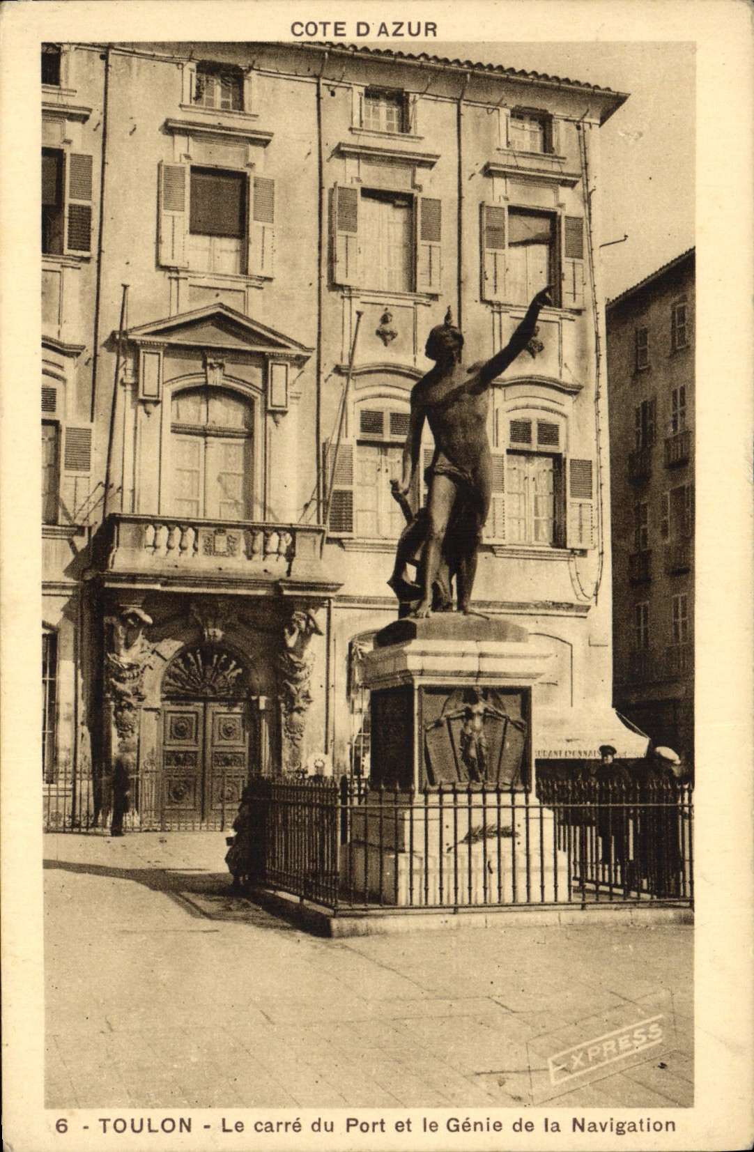 VINTAGE POSTCARD Toulon the Cross-section of the Port and Genius of Navigation