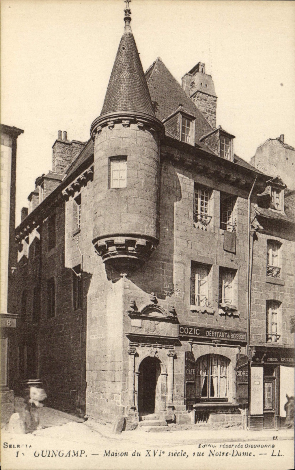 VINTAGE POSTCARD Guingamp House of the 16th Street Notre Dame