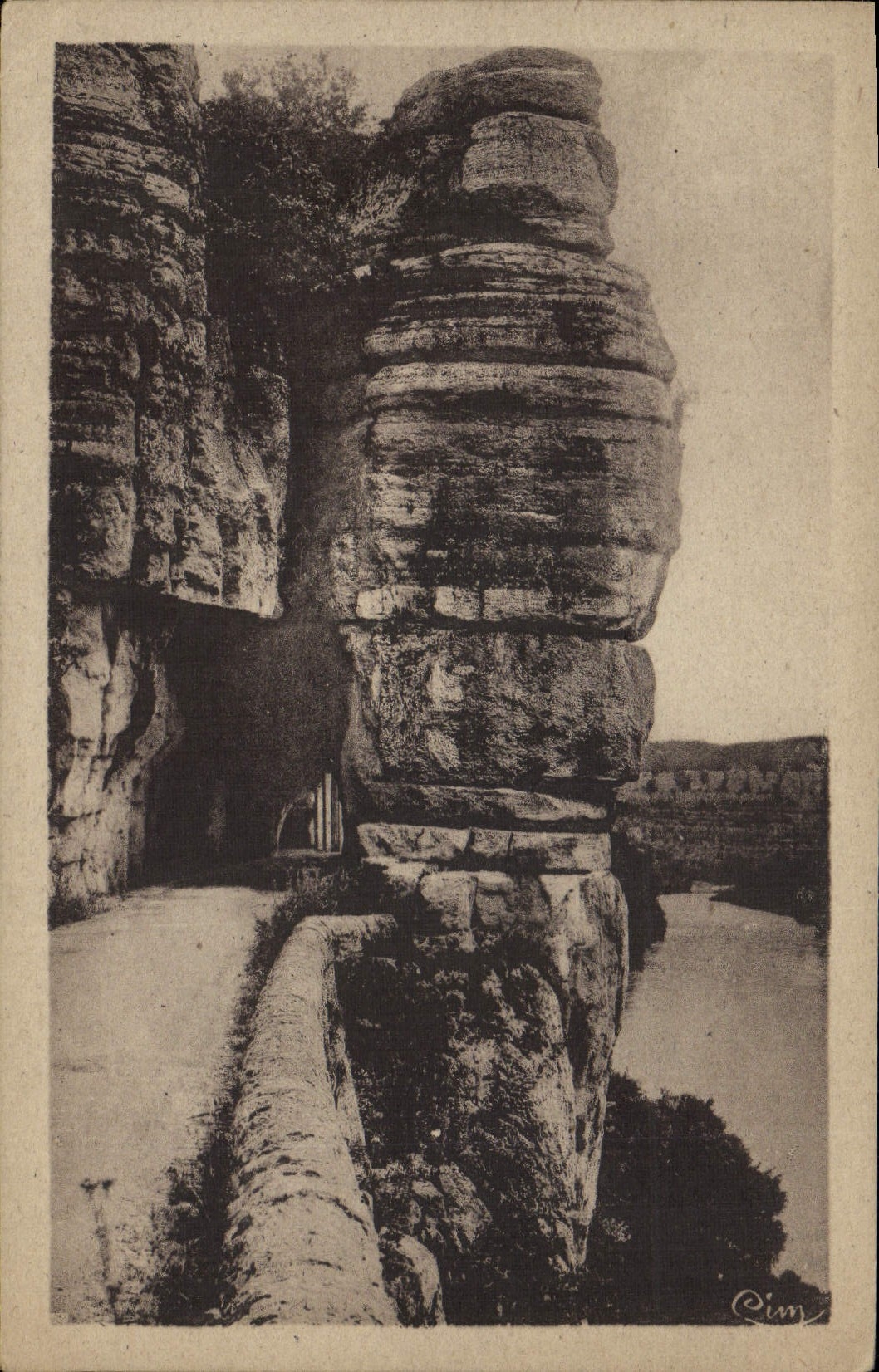 VINTAGE POSTCARD Ruoms Small valley the Entry of the Tunnels