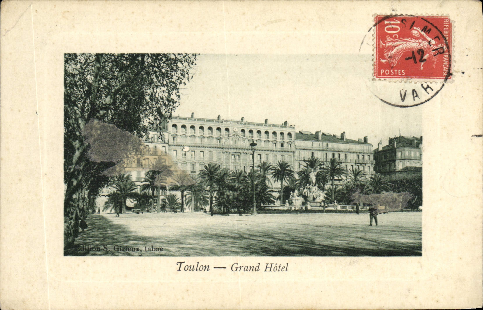 VINTAGE POSTCARD Toulon Large Hotel