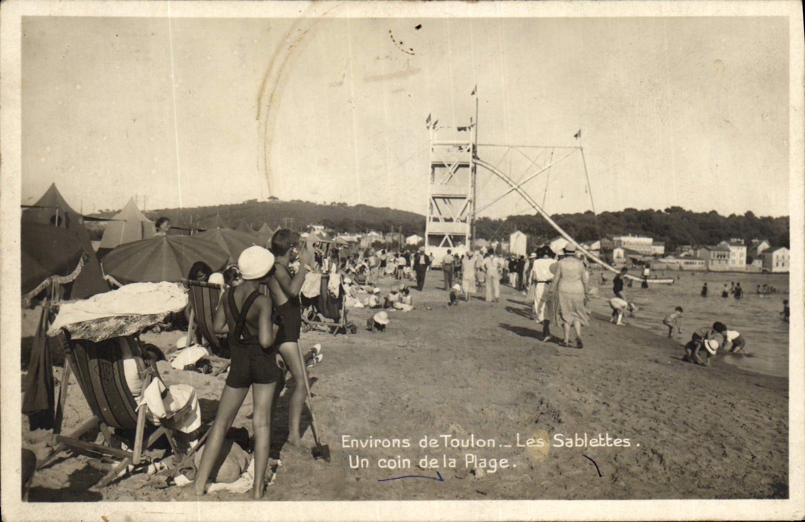 Alrededores de Toulon de la POSTAL de la VENDIMIA de Sablettes una esquina de la playa