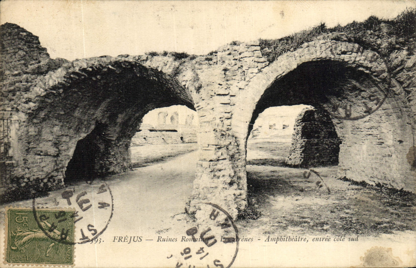 VINTAGE POSTCARD Frejus Roman ruins the arena Amphitheater Entered Southern part