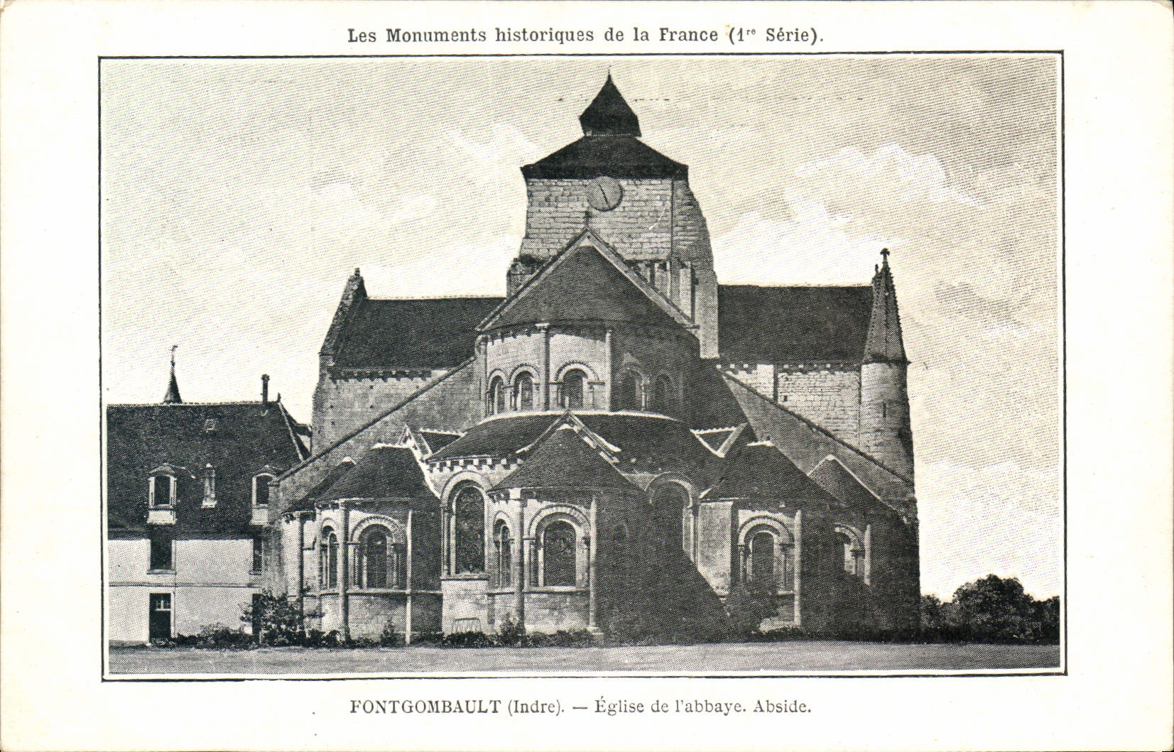 Edificios históricos de la POSTAL de la VENDIMIA de la iglesia de Francia Fontgombault de la abadía del Apse