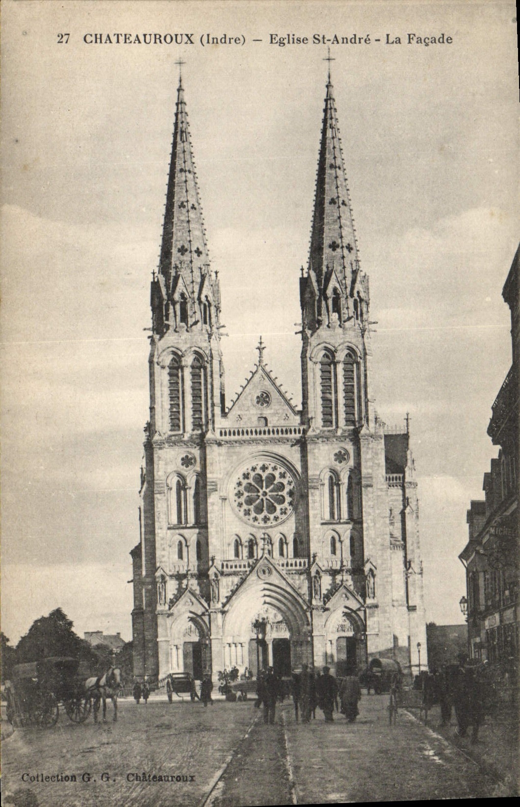 VINTAGE POSTCARD Chateauroux Church St Andre the Frontage