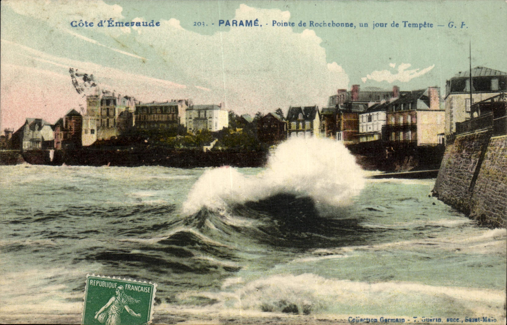VINTAGE POSTCARD Emerald Dimension Parame Top of Rochebonne a day of storm