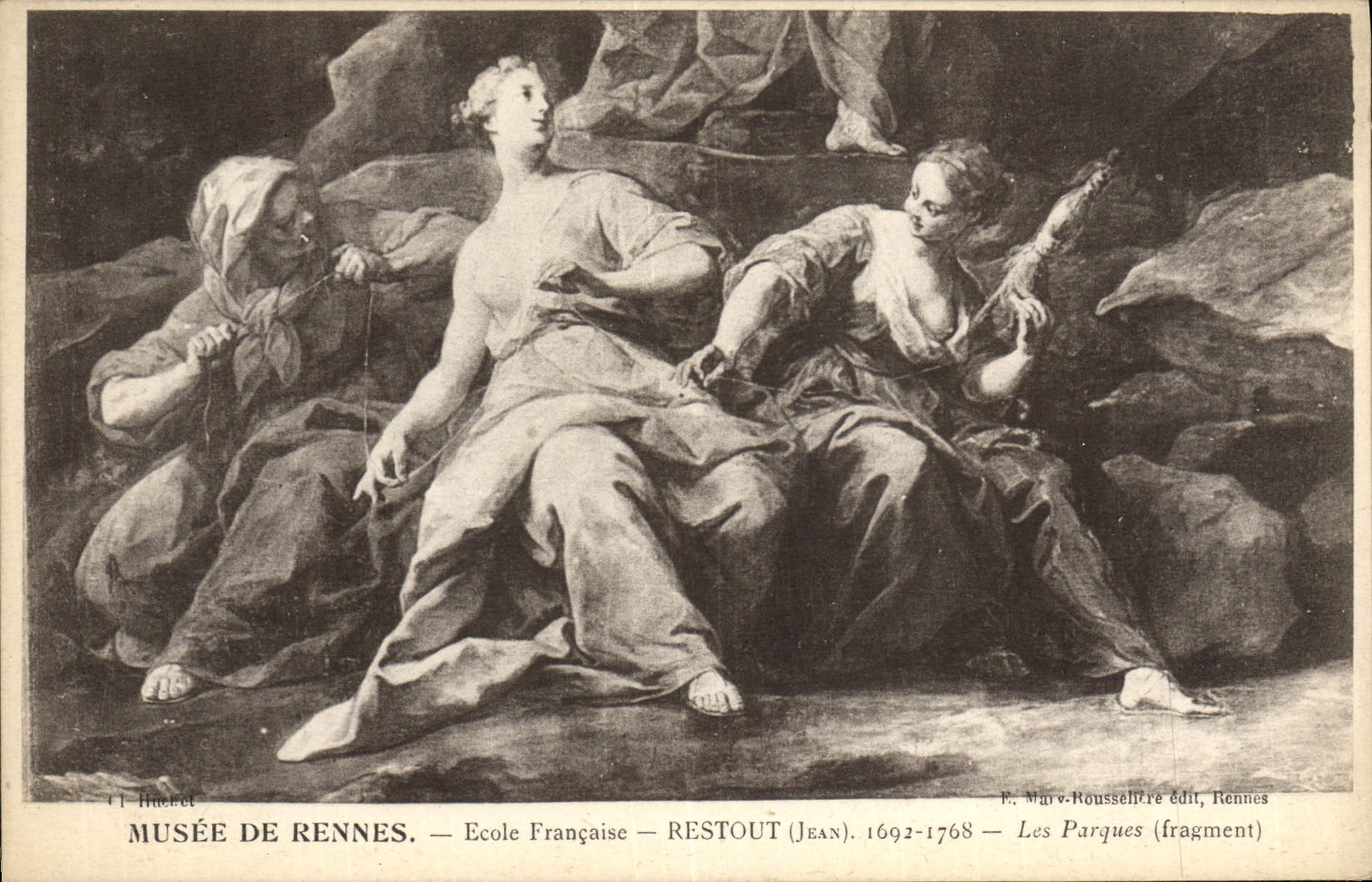 VINTAGE POSTCARD Musee Of Rennes Ecole French Restout Park Them