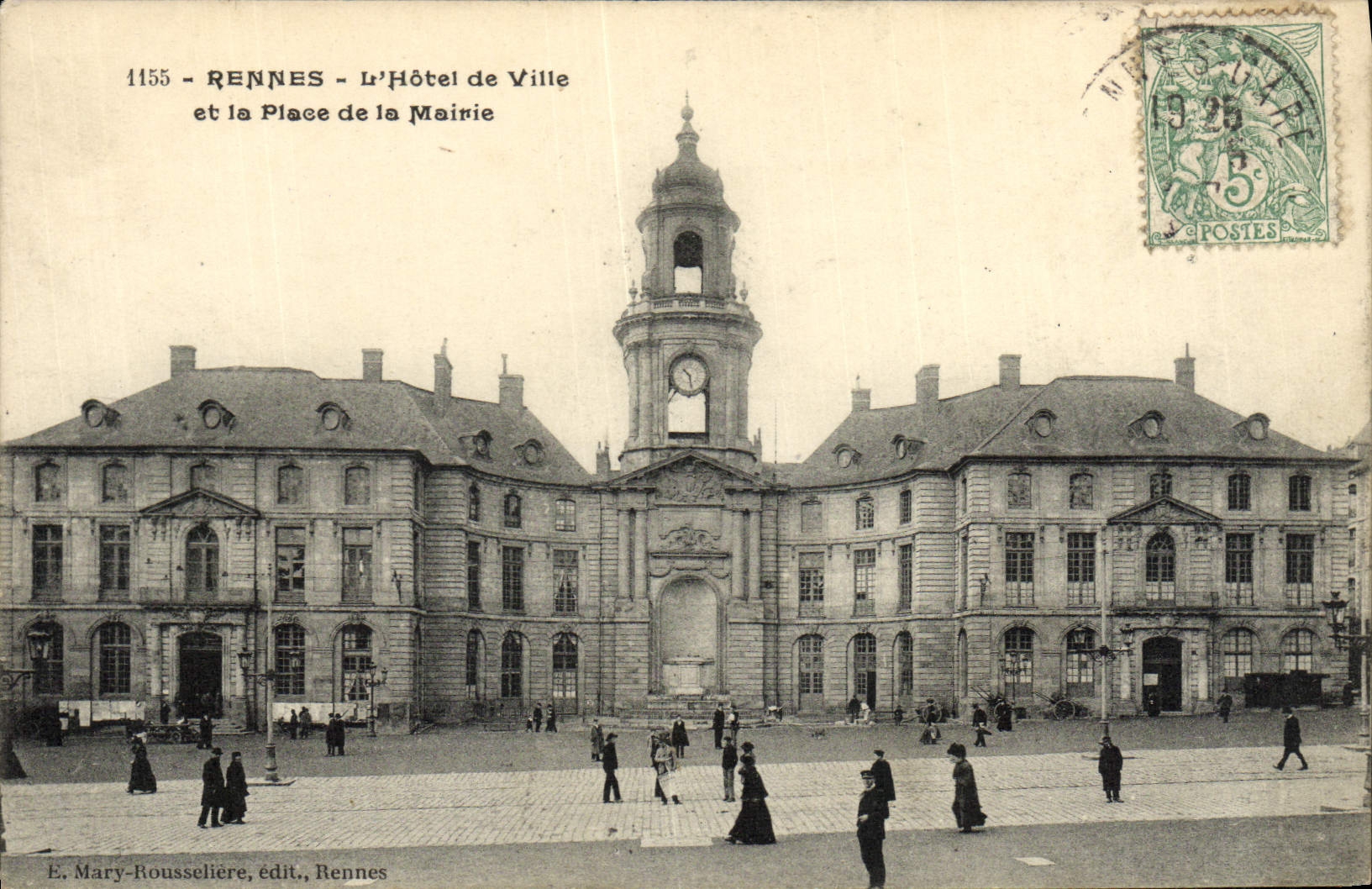 VINTAGE POSTCARD Rennes the Town hall And the Place Of the Town hall