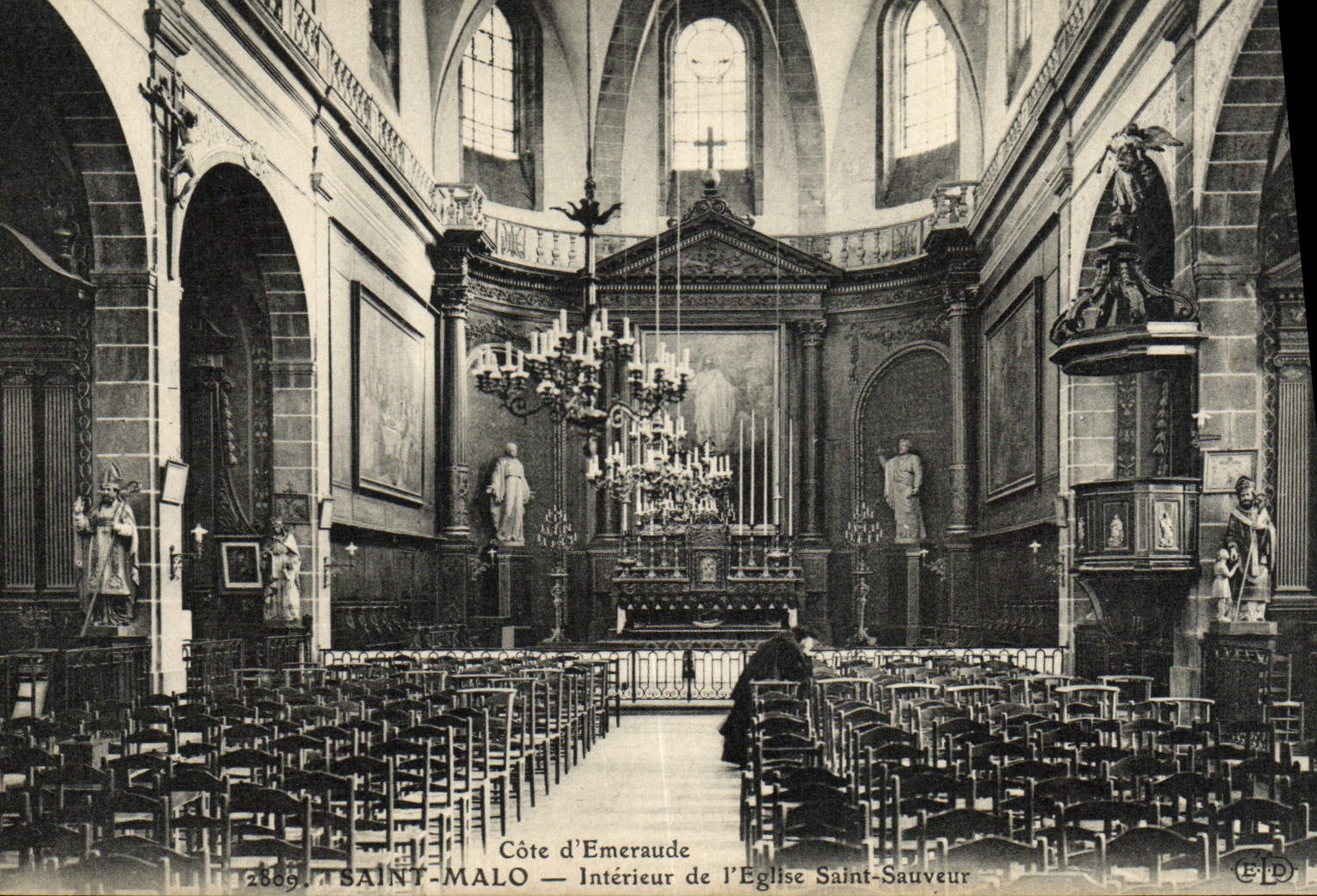 VINTAGE POSTCARD Emerald Dimension Interior Malo Saint Of the Church Saint Saver