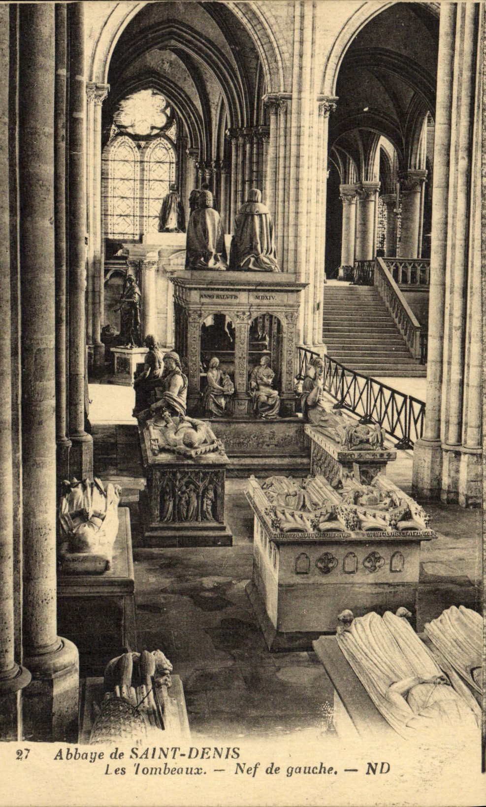 VINTAGE POSTCARD Abbey Of Denis Saint Tombeoux Nave Of Left