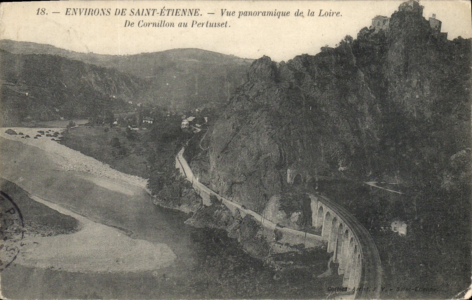 Alrededores de la POSTAL de la VENDIMIA de la opinión Saint panorámica de Etienne del Loire De Cornillon en Pertuset