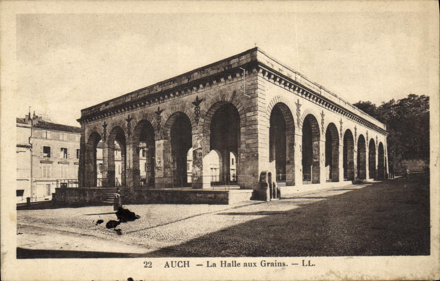 POSTAL Auch de la VENDIMIA el mercado con los granos