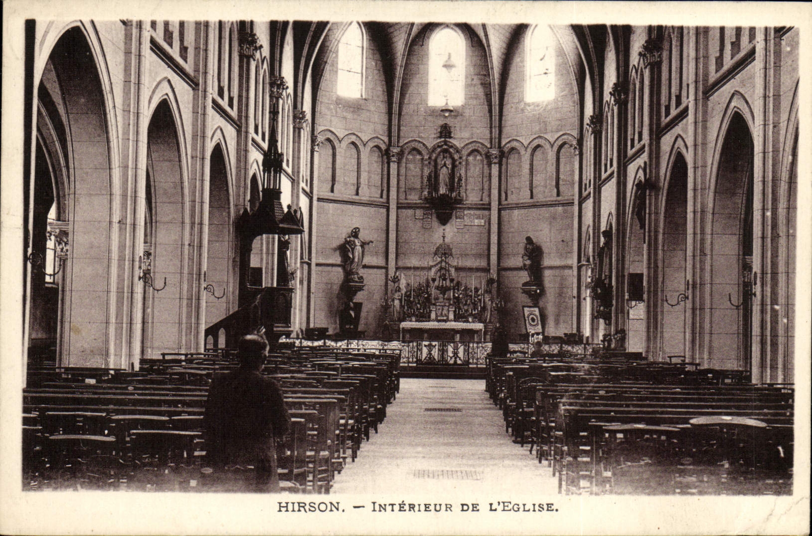 VINTAGE POSTCARD Interior Hirson Of the Church