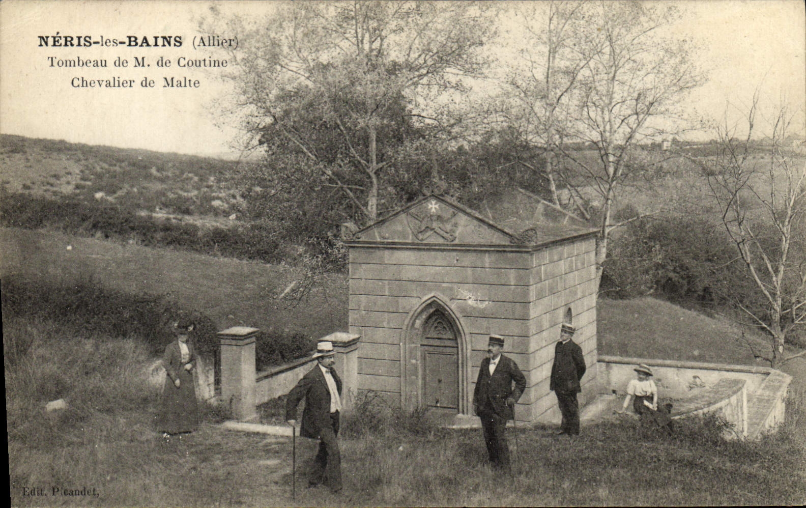 VINTAGE POSTCARD Neris Les Bains Tomb De Coutine Knight of Malta