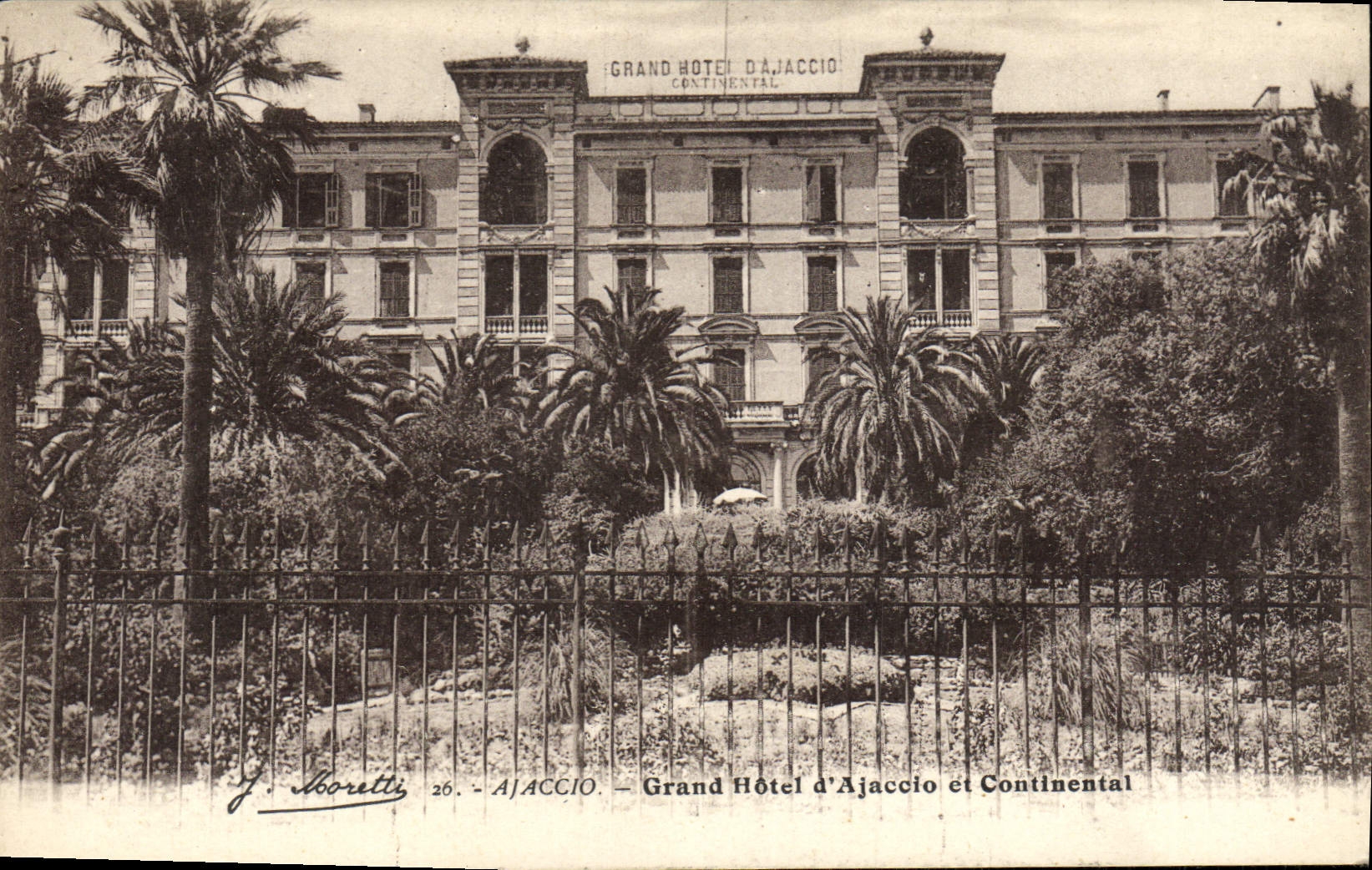 VINTAGE POSTCARD Ajaccio Large Hotel Of Ajaccio and Continental