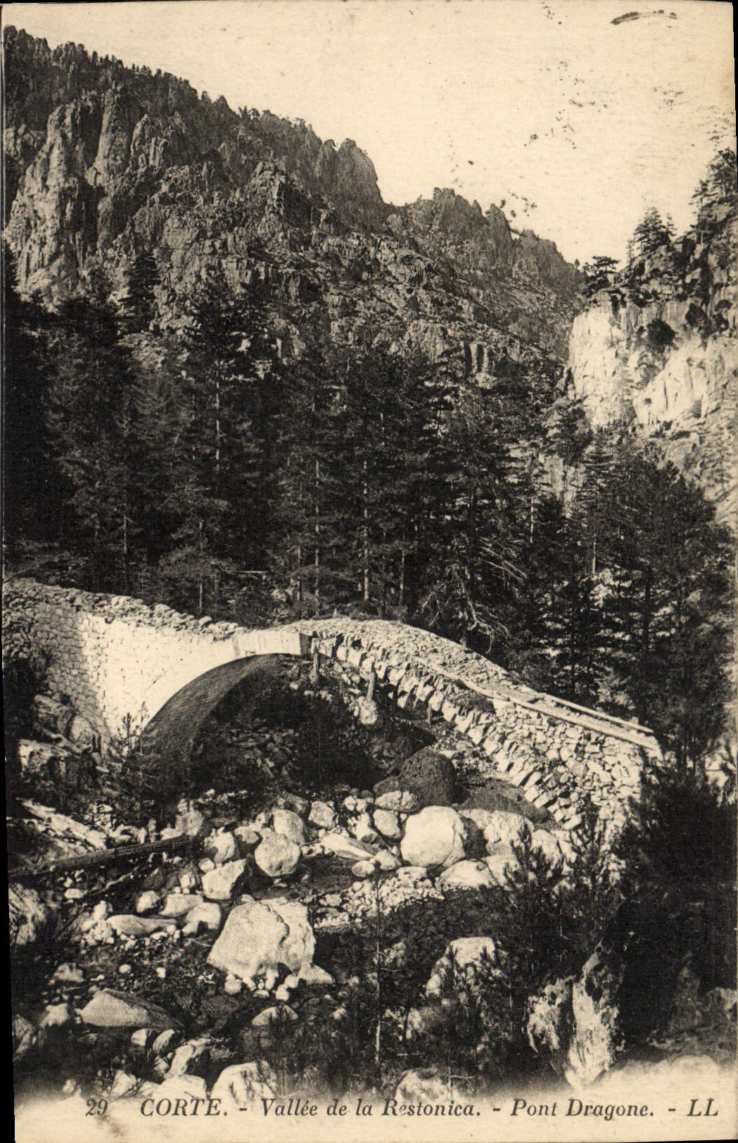 VINTAGE POSTCARD Corte Valley Of Restonica Dragone Bridge