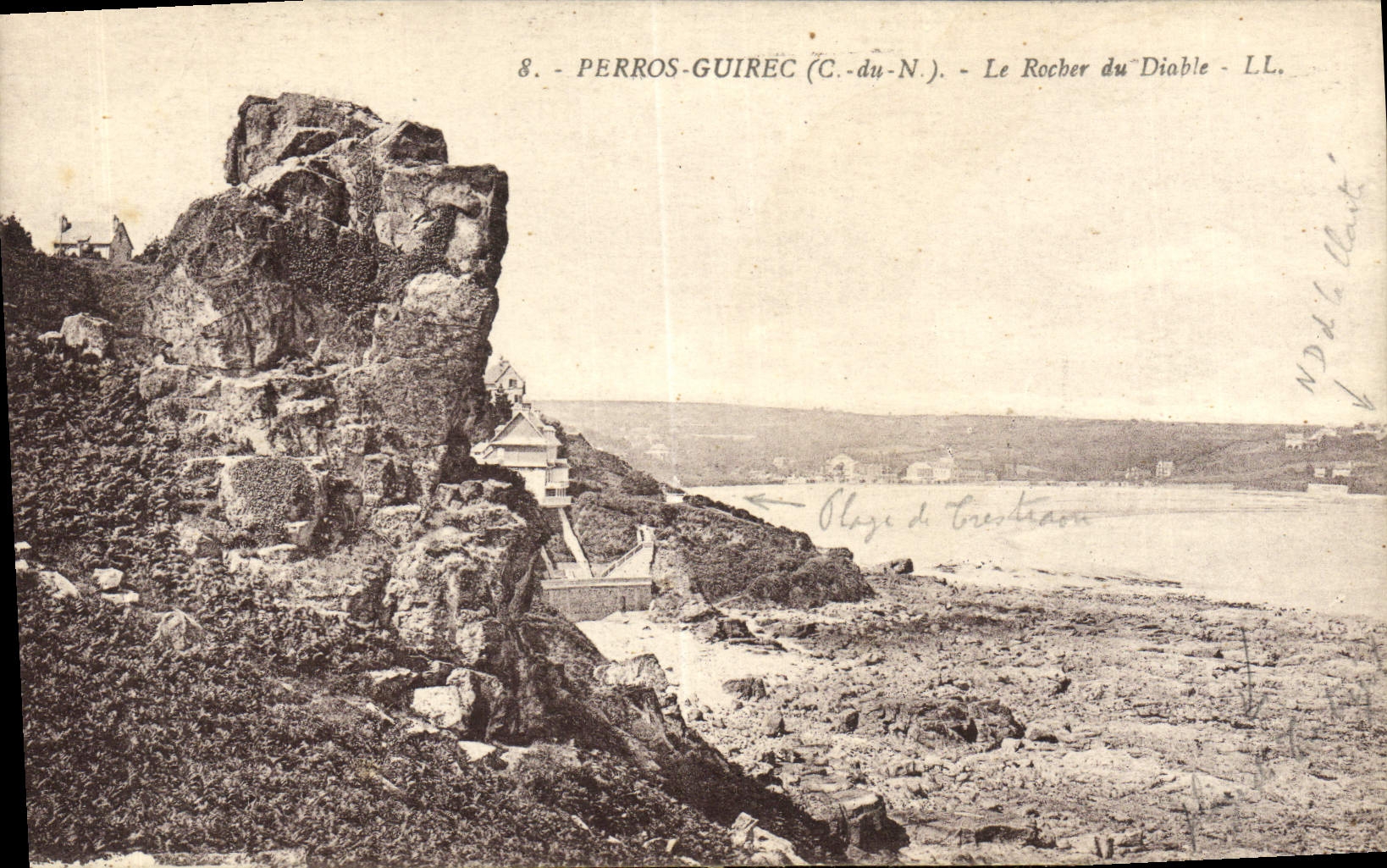 VINTAGE POSTCARD Perros Guirec the Rock Of the Devil