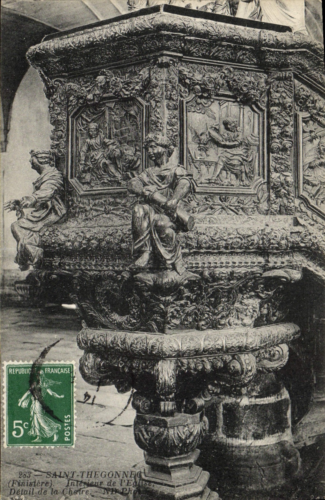 CPA Saint Thegonnec Interieur De l'Eglise Detail De La chaire