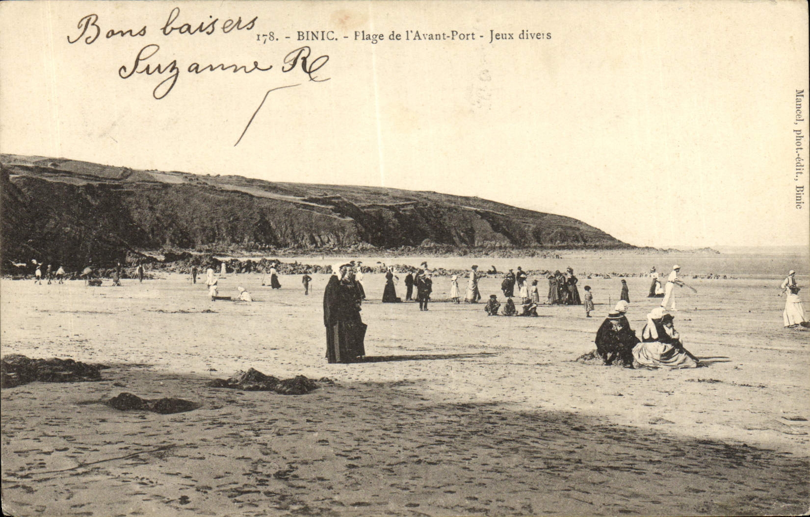 VINTAGE POSTCARD Binic Beach Of the Advent Port various Plays