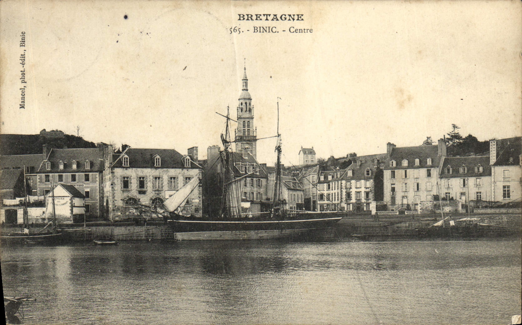 VINTAGE POSTCARD Brittany Binic Centers Sailing Boat