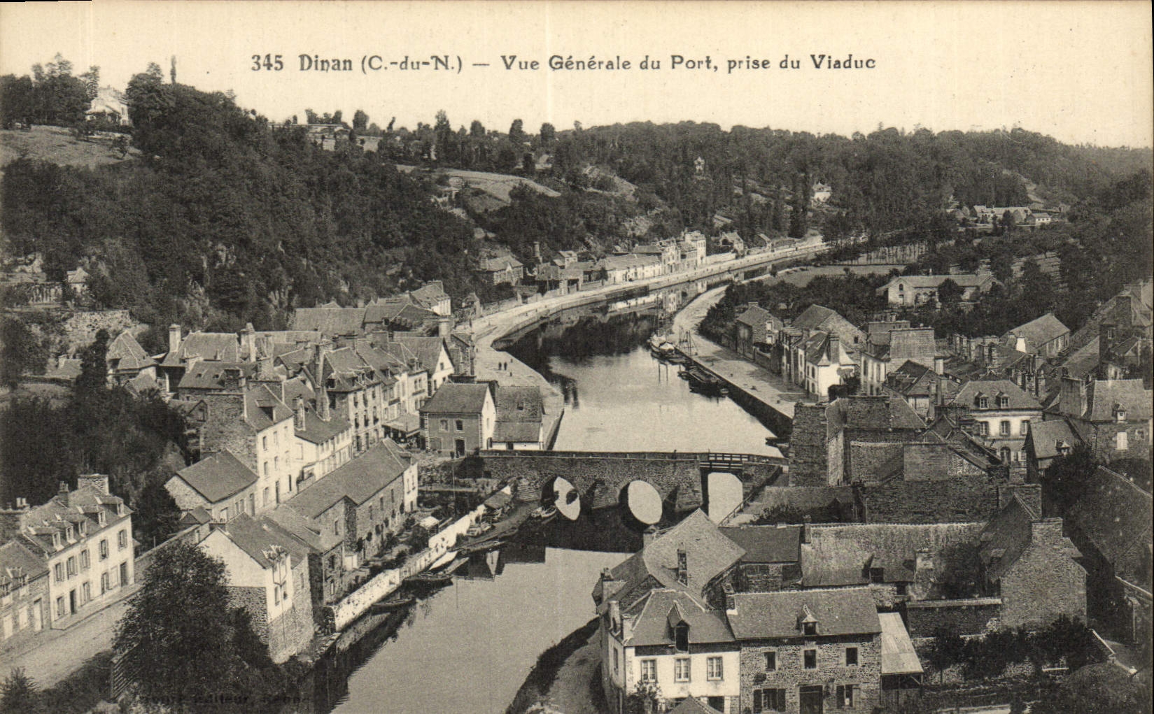 VINTAGE POSTCARD Dinan View Of the Port Taken Of the Viaduct