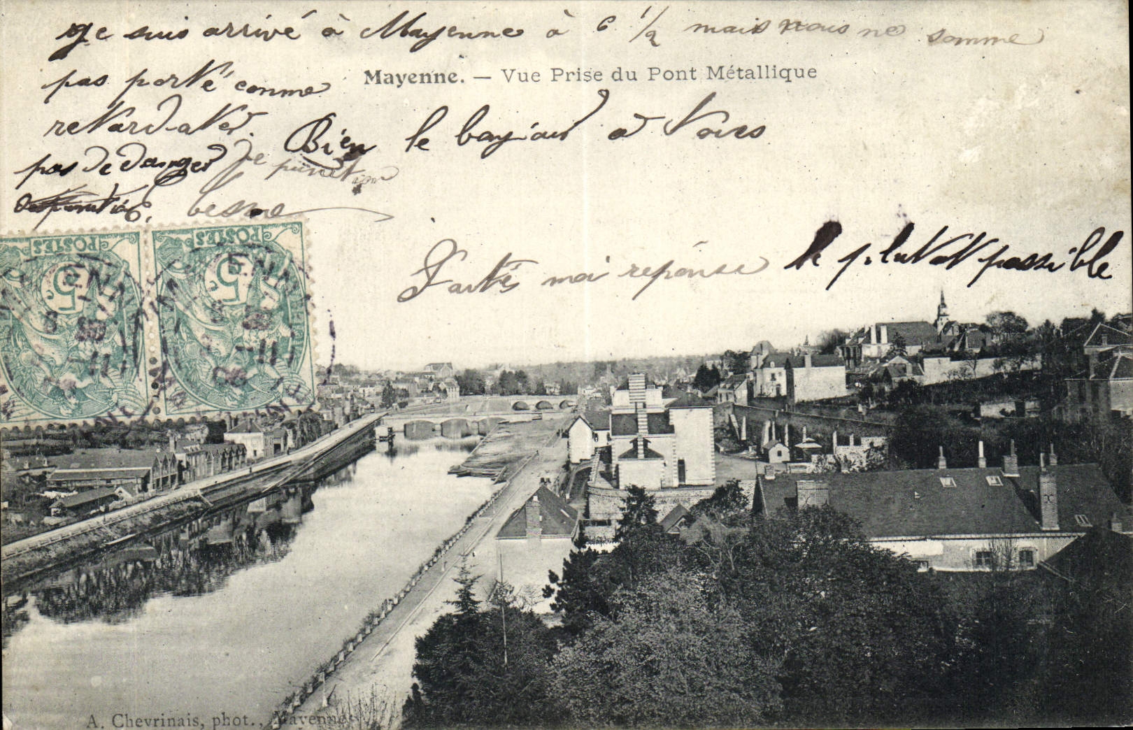 CPA Mayenne Vue Prise Du Pont Metallique