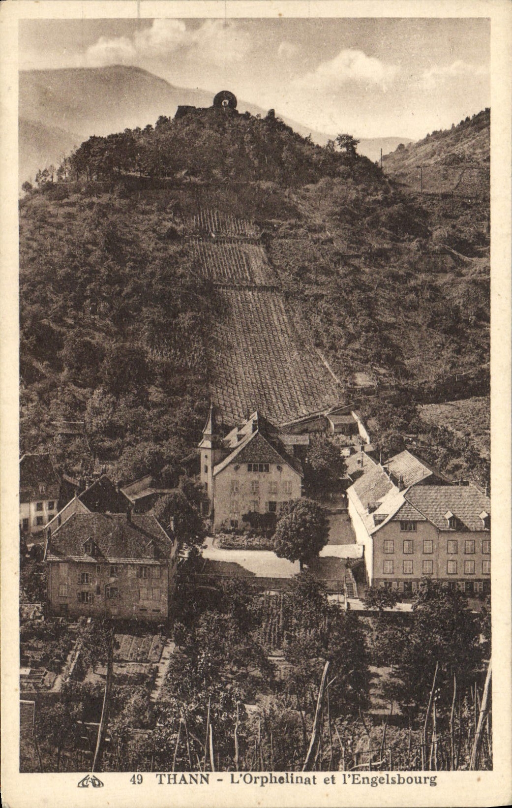 VINTAGE POSTCARD Thann the Orphanage And Engelsbourg