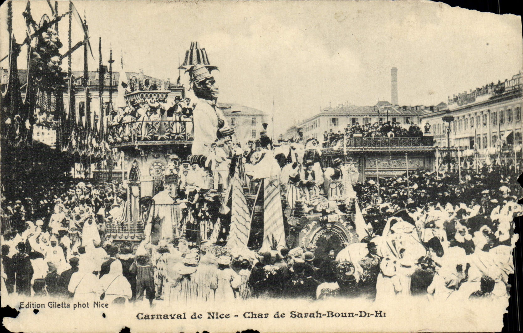 VINTAGE POSTCARD Carnival Of Nice Tank Of Sarah Boun Di Hi