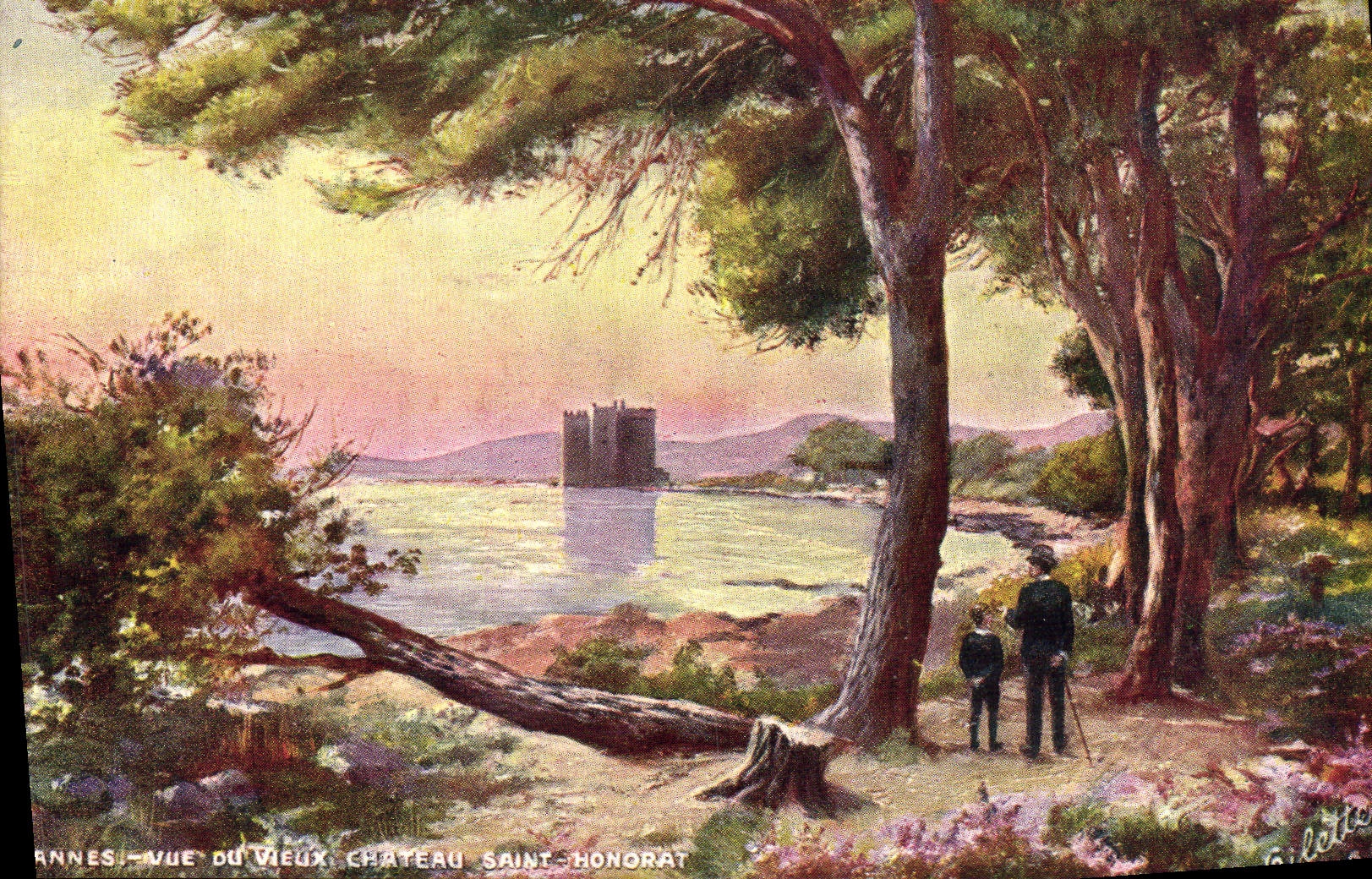 VINTAGE POSTCARD Cannes Seen Of the Old Holy Castle Honorat